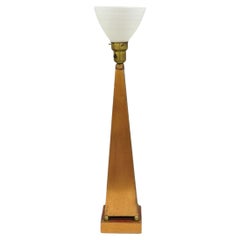 Vintage Architectural Mid Century Modern Copper Metal Obelisk Pyramid Table Lamp