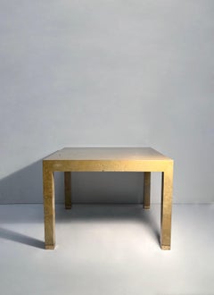 Vintage Architectural Parsons Square Goatskin Dining Table by Karl Springer