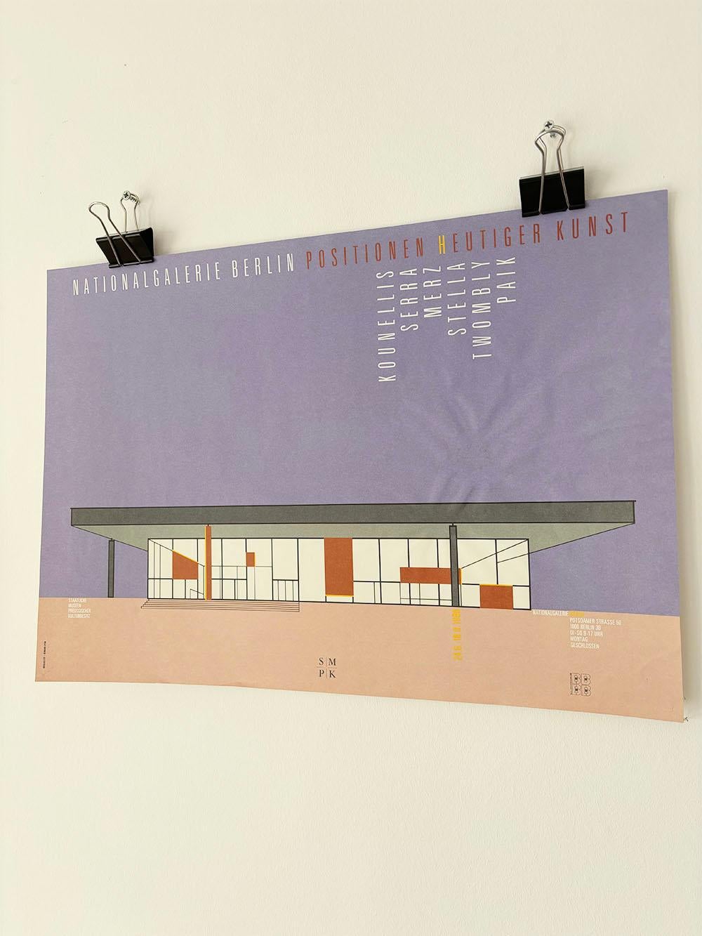 Mid-Century Modern Vintage Architectural Poster Print Graphic Nationalgalerie Berlin For Sale
