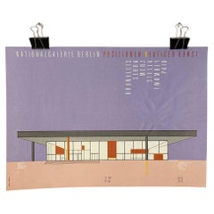 Poster architettonico d'epoca con stampa grafica della Nationalgalerie di Berlino