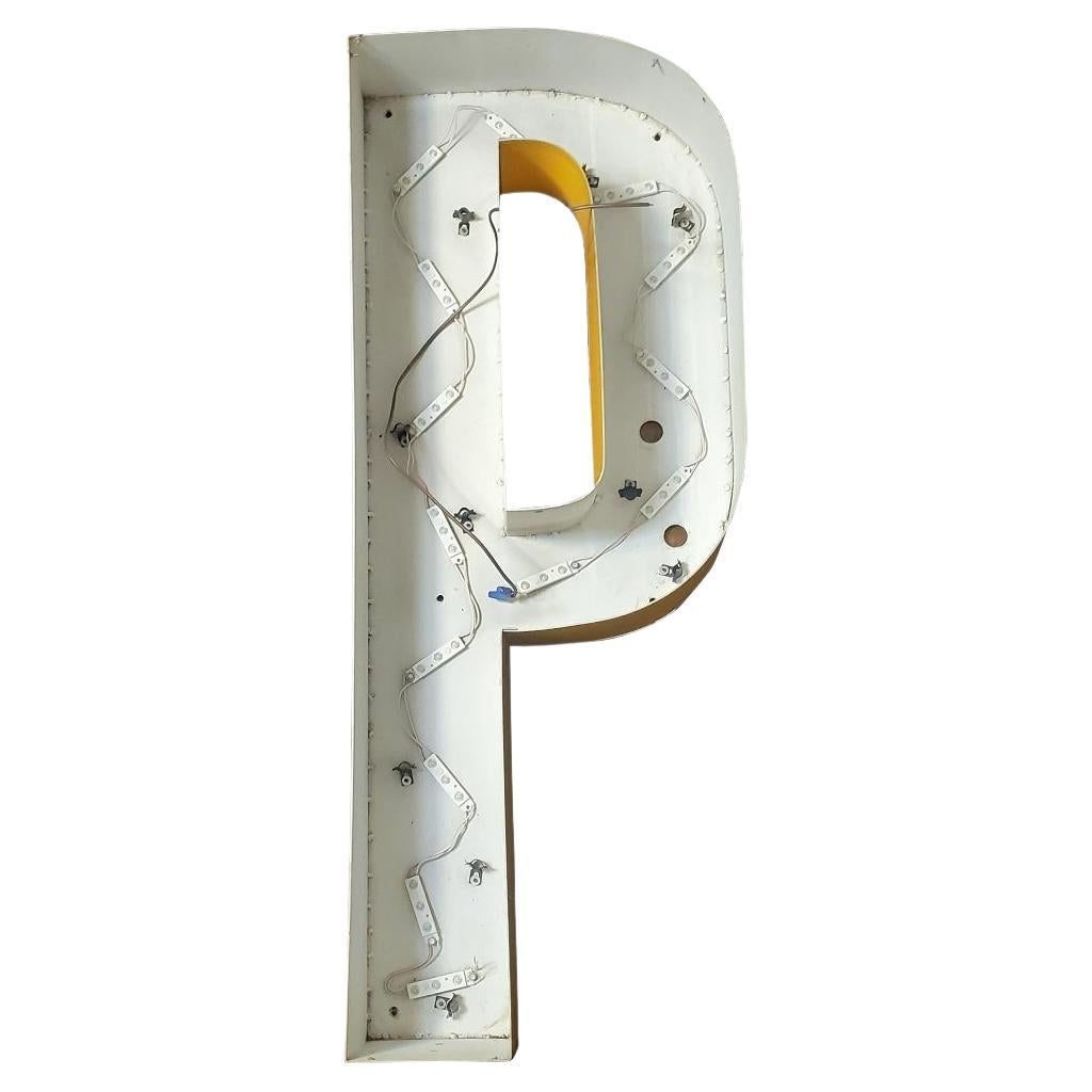 Vintage Architectural Salvage Sign Letter "P" For Sale