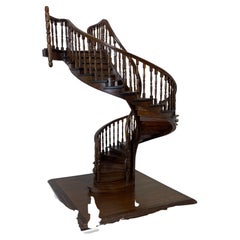 Vintage Architectural Wooden Model of a Staircase
