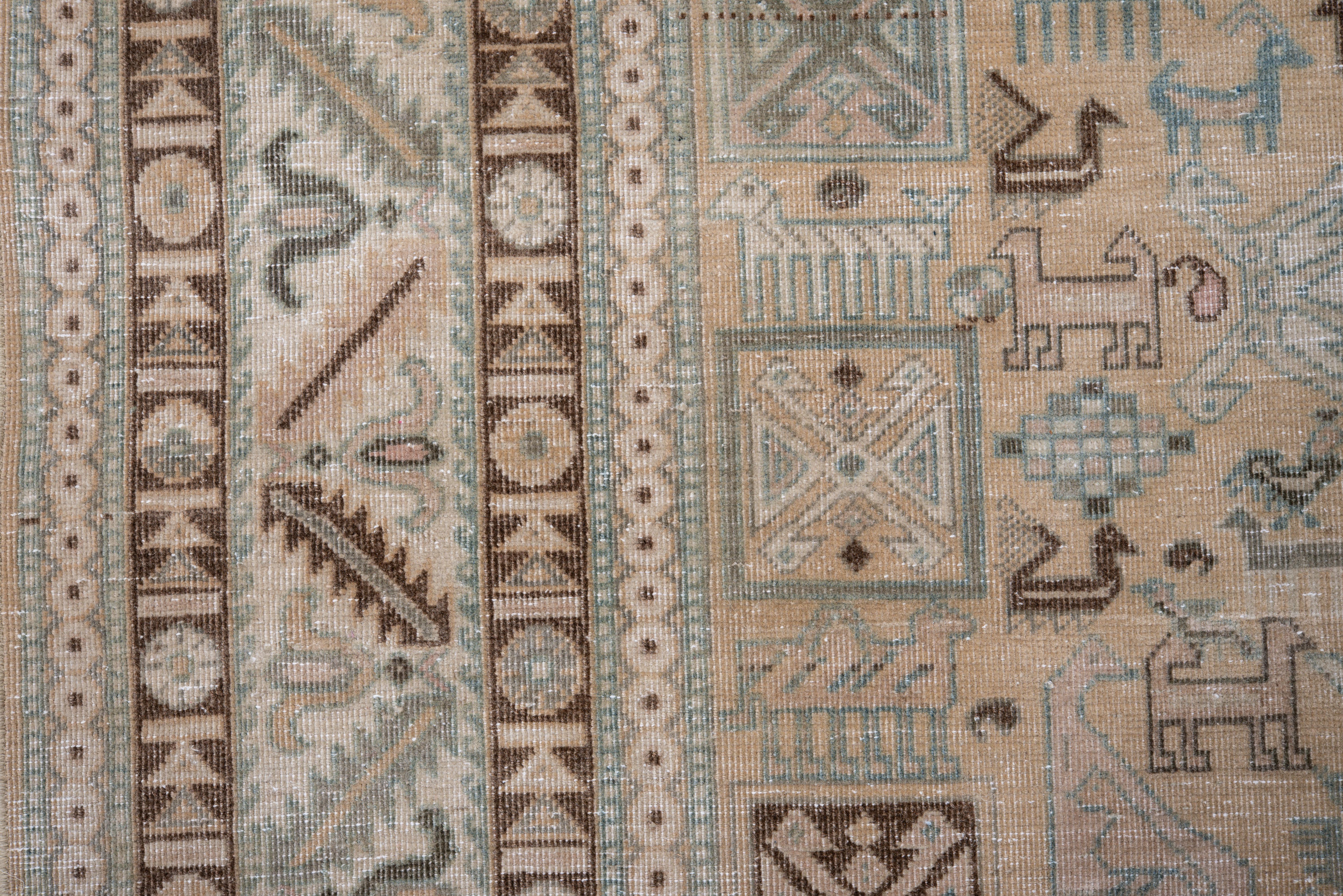 20th Century Vintage Ardebil Rug camel field with tribal lattice For Sale