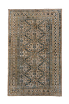 Vintage Ardebil Rug with Straw Field and and Blue Details