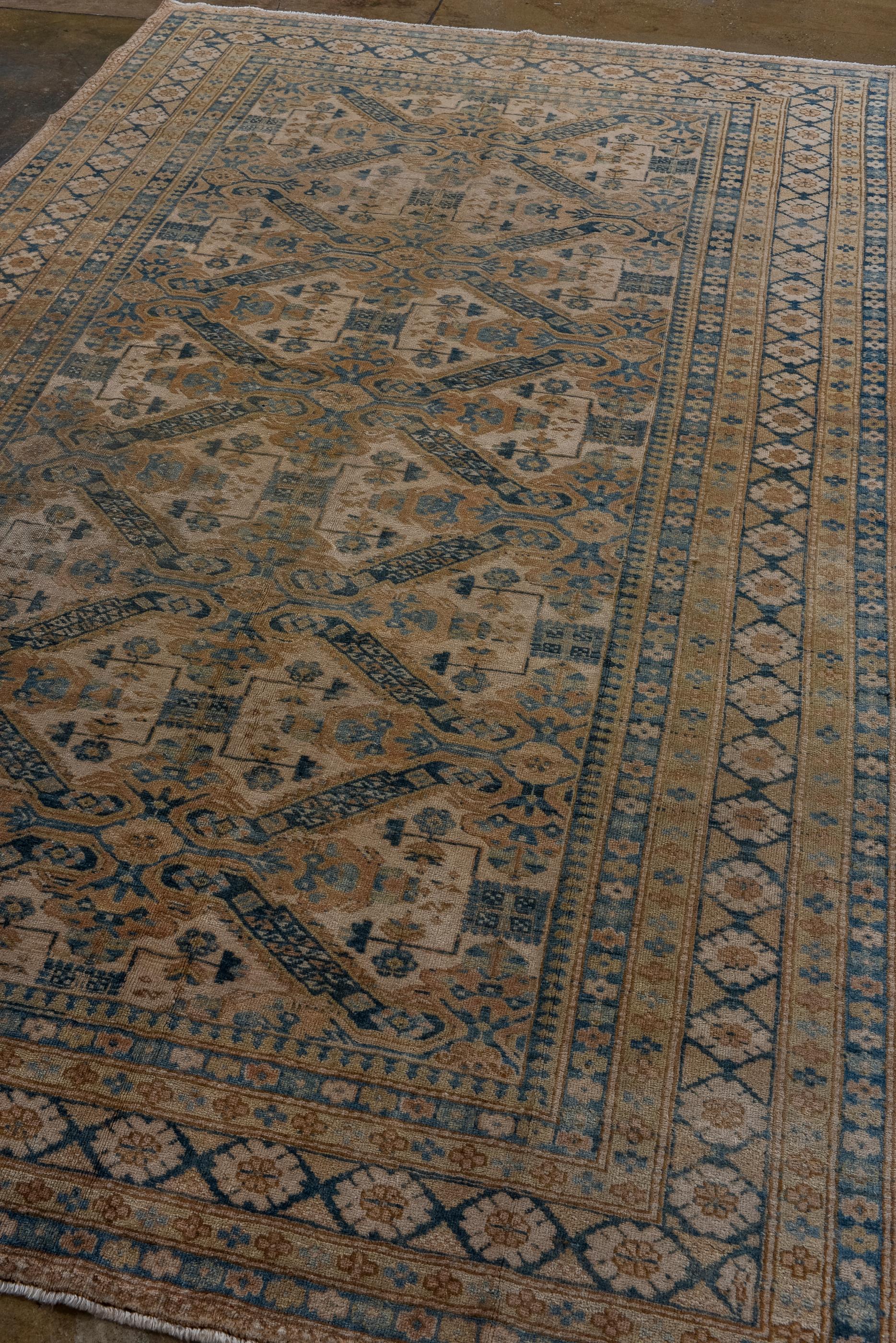 Persian Vintage Ardebil Rug with Straw Field and and Blue Details  For Sale