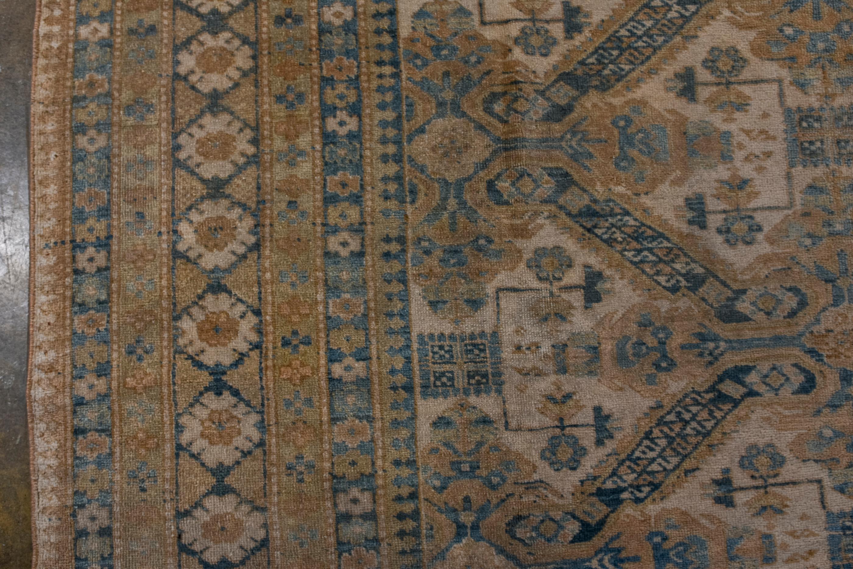 Vintage Ardebil Rug with Straw Field and and Blue Details  In Good Condition For Sale In New York, NY