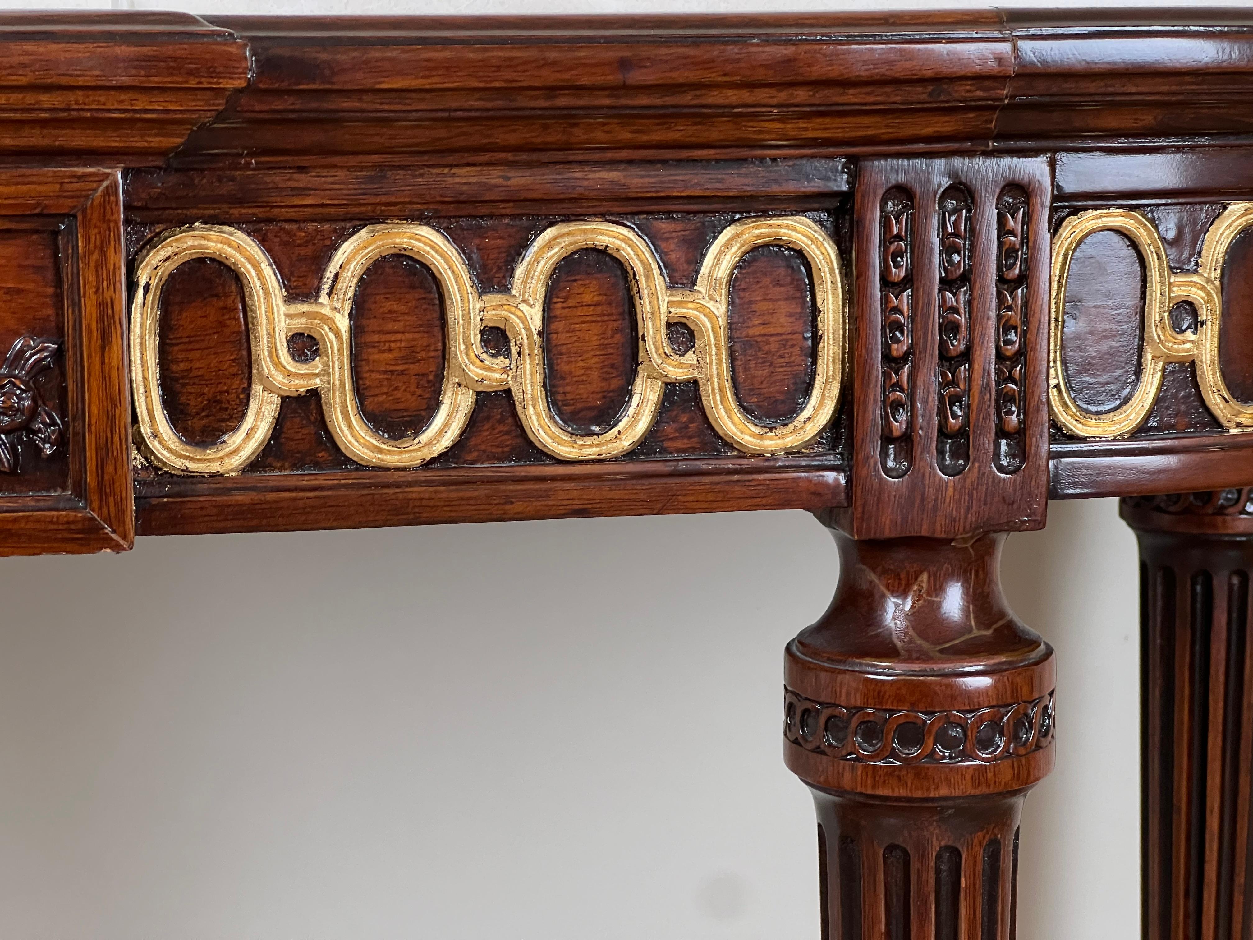 Américain Vintage Ardley Hall Neoclassical Style Granite Top Parcel Gilt Console Table en vente