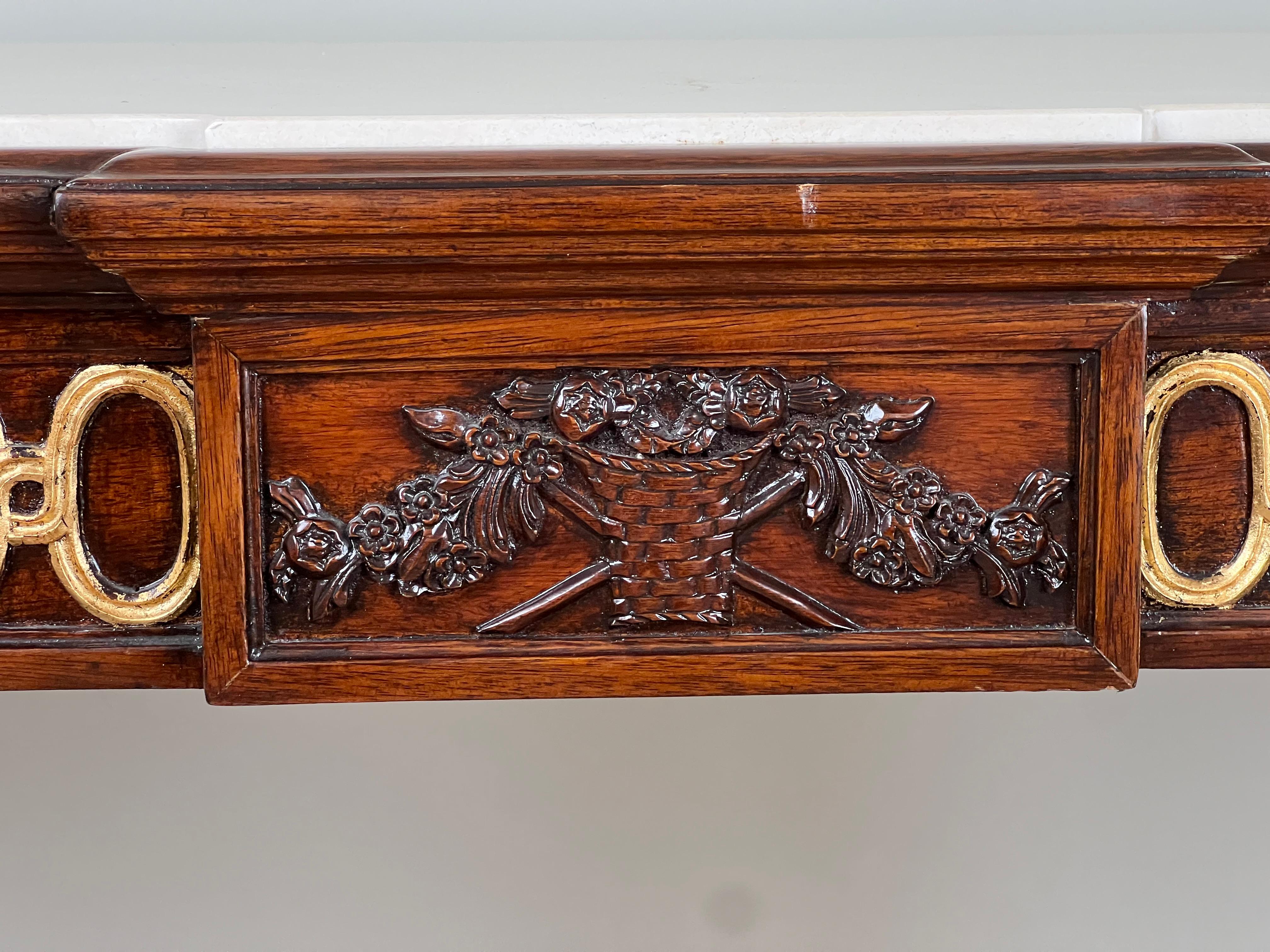 Vintage Ardley Hall Neoclassical Style Granite Top Parcel Gilt Console Table Bon état - En vente à Westfield, MA