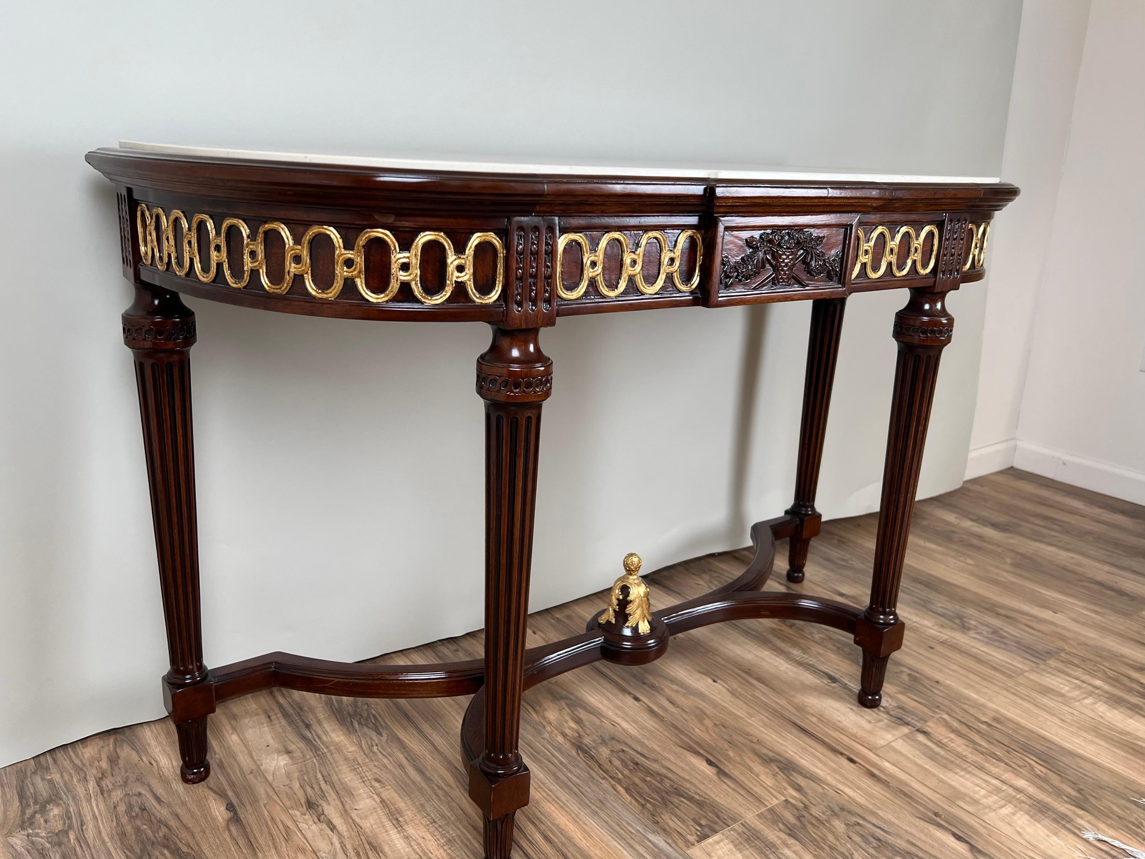 Vintage Ardley Hall Neoclassical Style Granite Top Parcel Gilt Console Table en vente 1