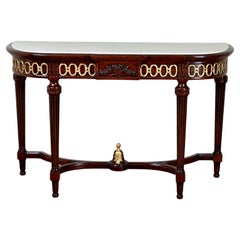 Vintage Ardley Hall Neoclassical Style Granite Top Parcel Gilt Console Table