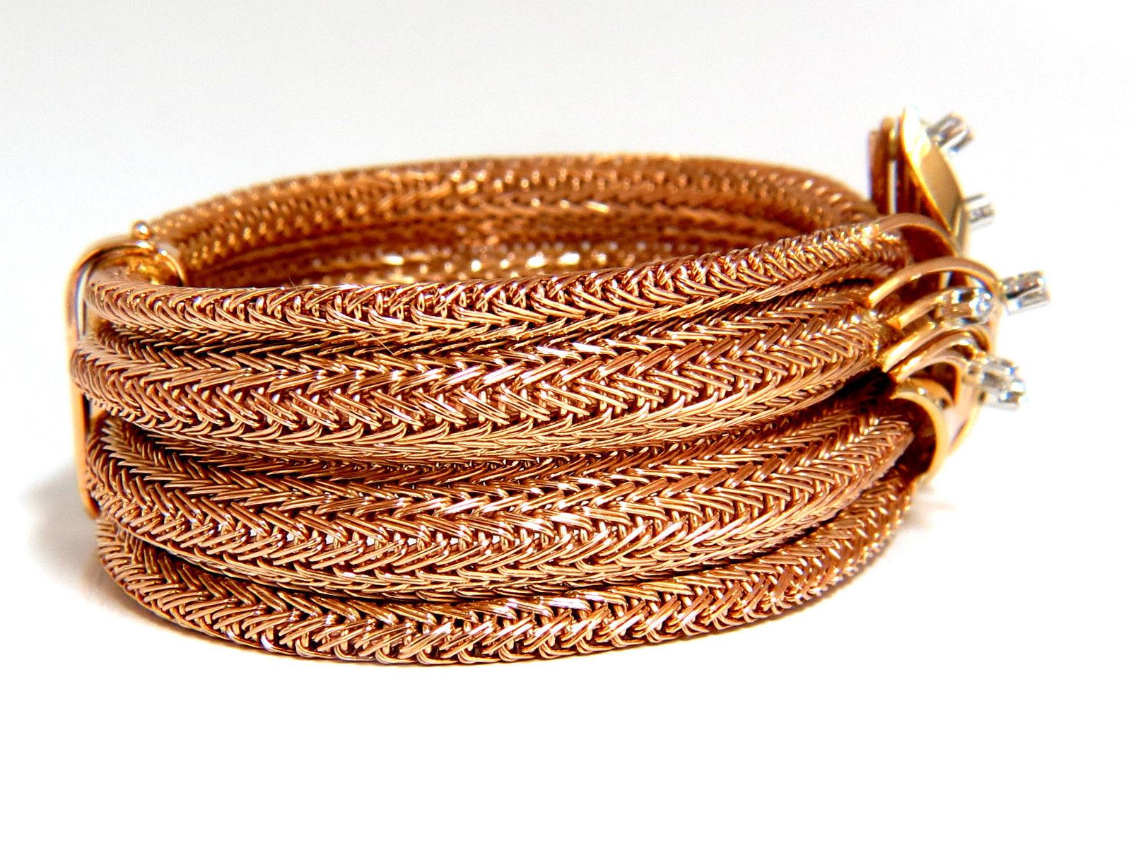 Vintage Argentina Republic 18kt Flex Mesh Tubular .50ct. Diamonds Bracelet For Sale 6