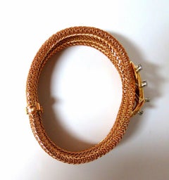 Vintage Argentina Republic 18kt Flex Mesh Tubular .50ct. Diamonds Bracelet
