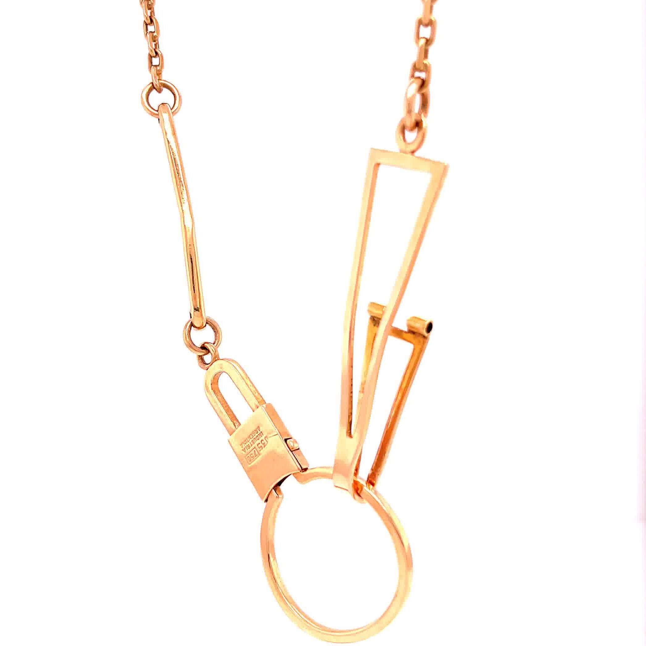 Vintage Argentine 18 Karat Rose Gold Key Necklace In Excellent Condition In Beverly Hills, CA