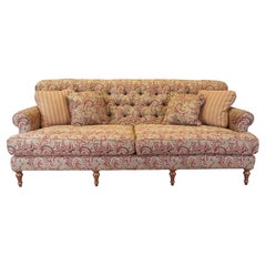 Vintage Arhaus Cambridge Collection Tufted Paisley Upholstered Sofa Couch 97