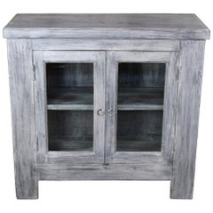 Used Arhaus Furniture Modern Grey 2-Door Glass TV Media Cabinet Console