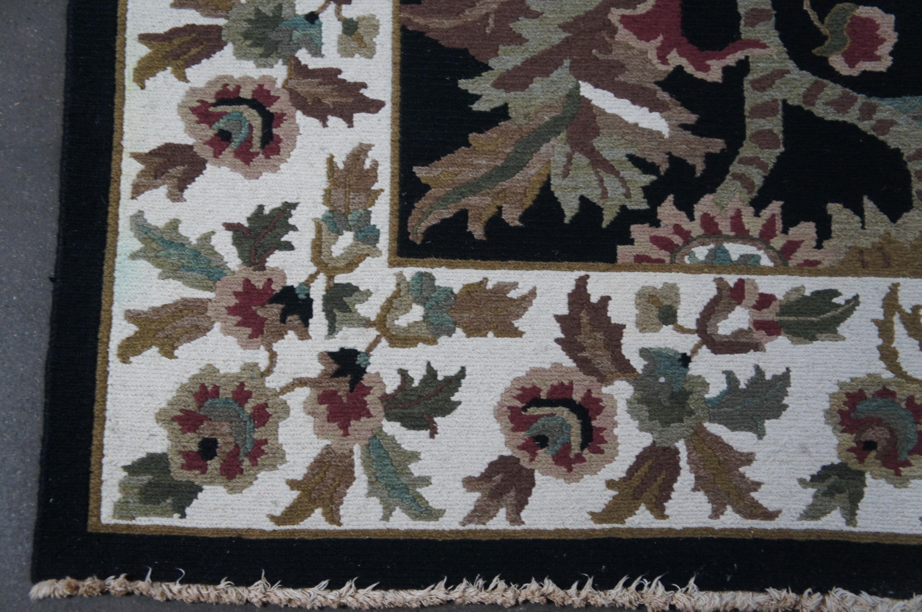 20th Century Vintage Arhaus India Oriental Wool Floral All Over Acanthus Rug Carpet 9' x 12'