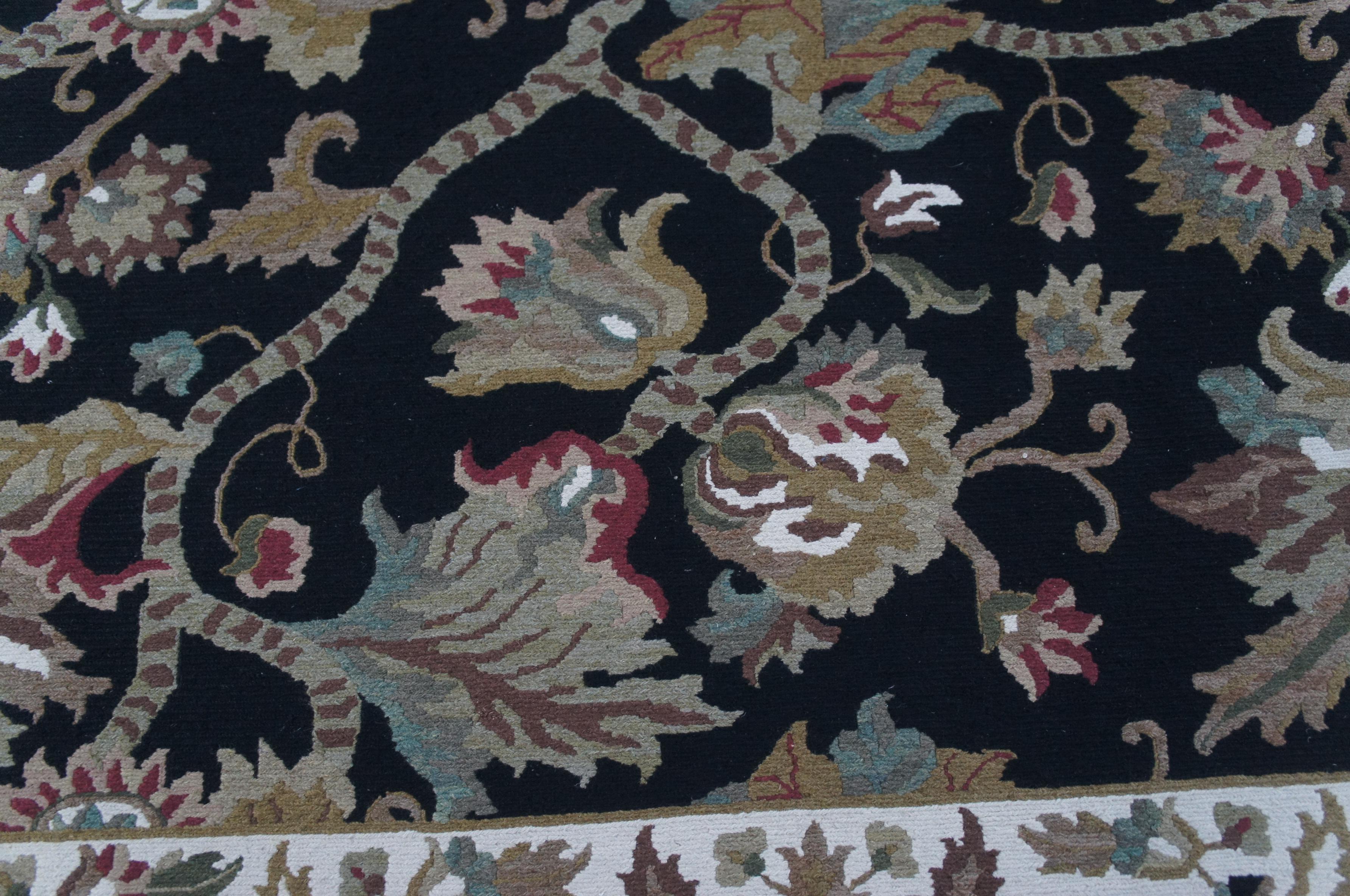 Vintage Arhaus India Oriental Wool Floral All Over Acanthus Rug Carpet 9' x 12' 1