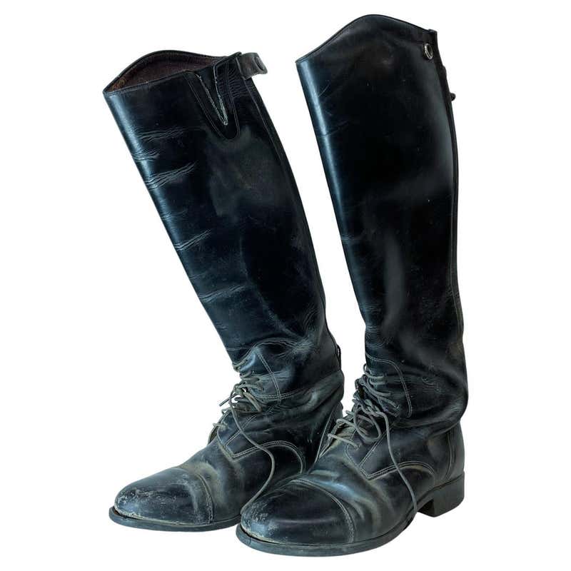 Polo Riding Boots with Antique Boot Trees and Salter and Sons Polo Mallet at 1stDibs | vintage