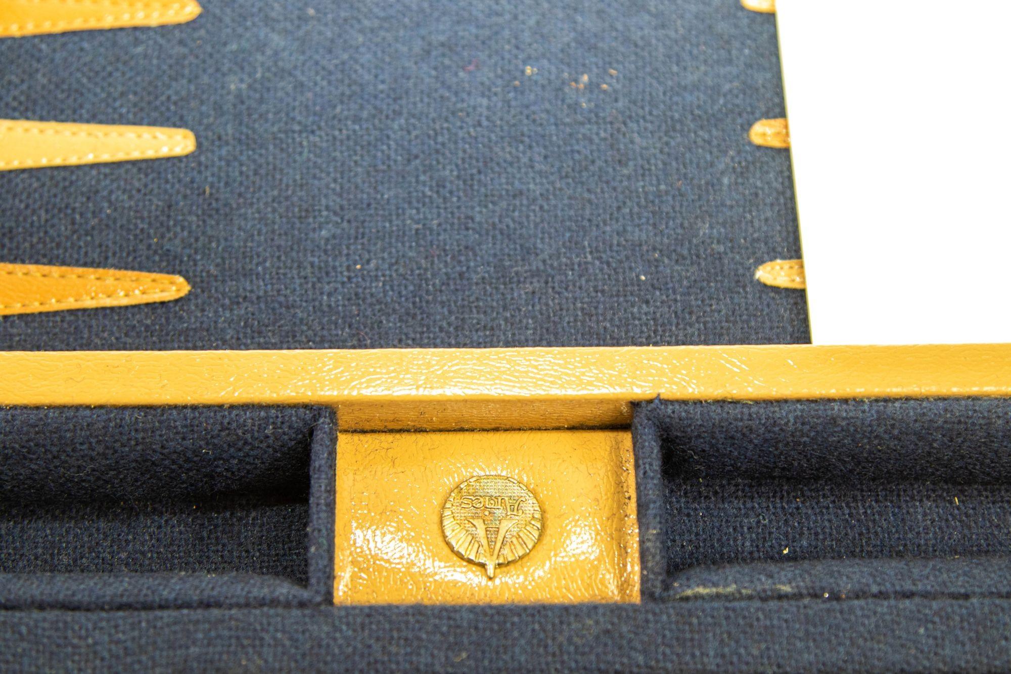 Vintage Aries Backgammon Set in a Blue Briefcase 1970s In Good Condition In North Hollywood, CA