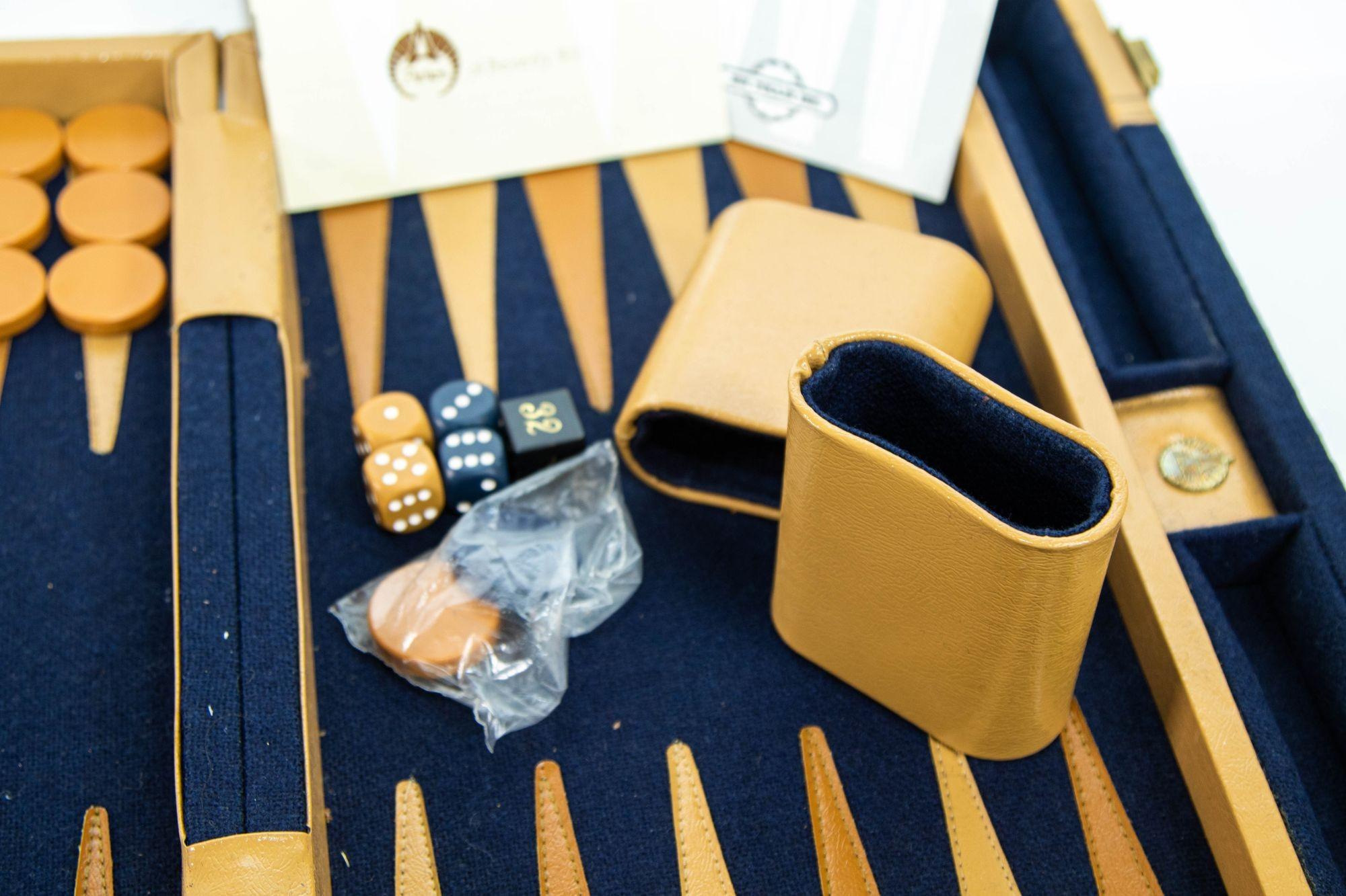 Vintage Aries Backgammon Set in a Blue Briefcase 1970s 2