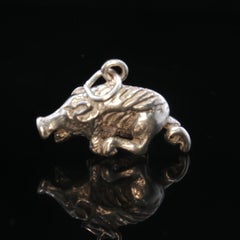 Vintage Arkansas Razorbacks Hog Mascot Pendant Charm Sterling Silver 23.6mm 5.5g