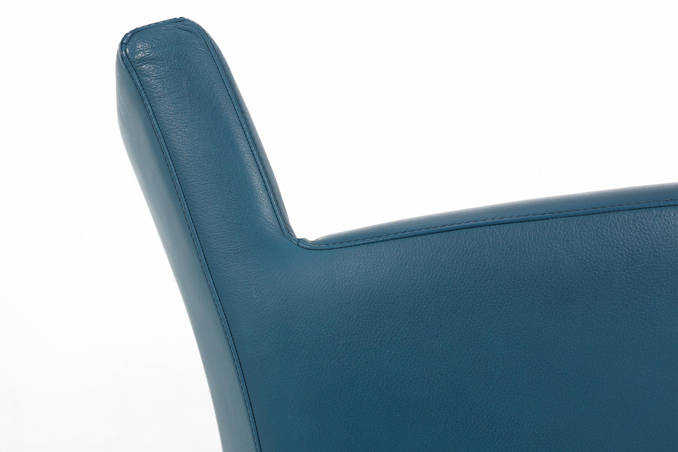 Vintage Sessel von Leolux in blauem Leder, 1990er Jahre im Angebot 4