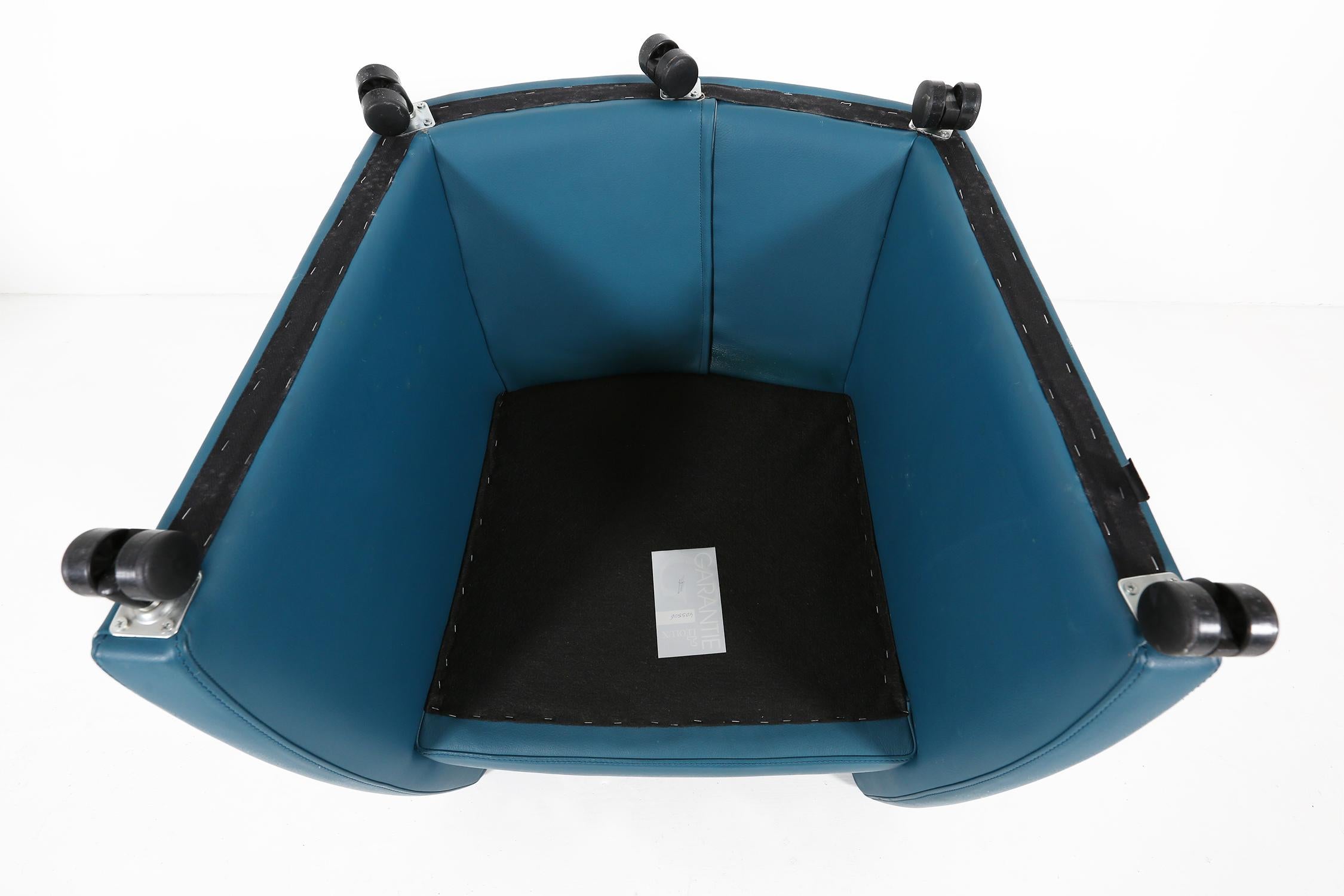 Vintage Sessel von Leolux in blauem Leder, 1990er Jahre im Angebot 8