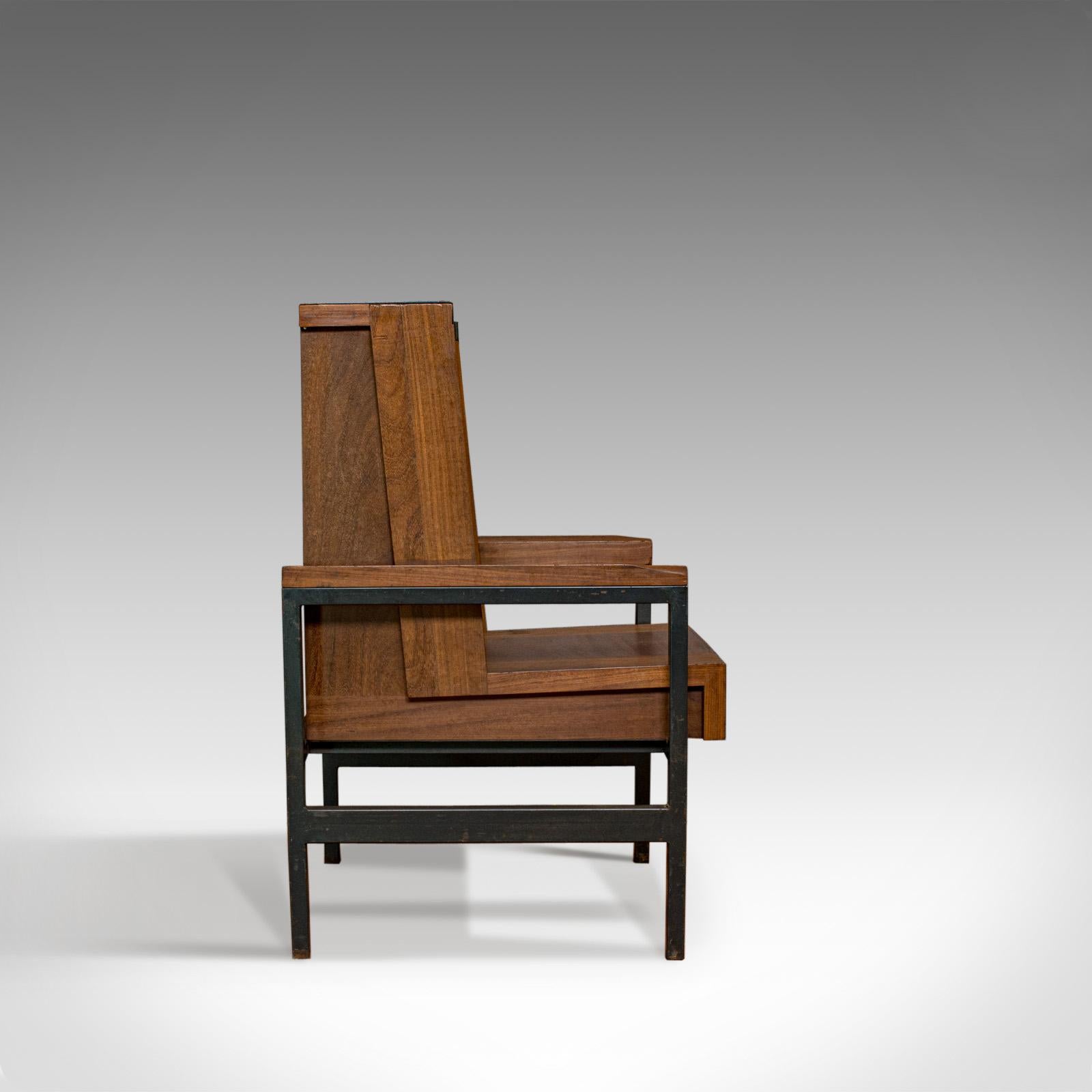 Mid-Century Modern Vintage Armchair, English, Teak, Wingback, Seat, Modernist Taste, 20th Century