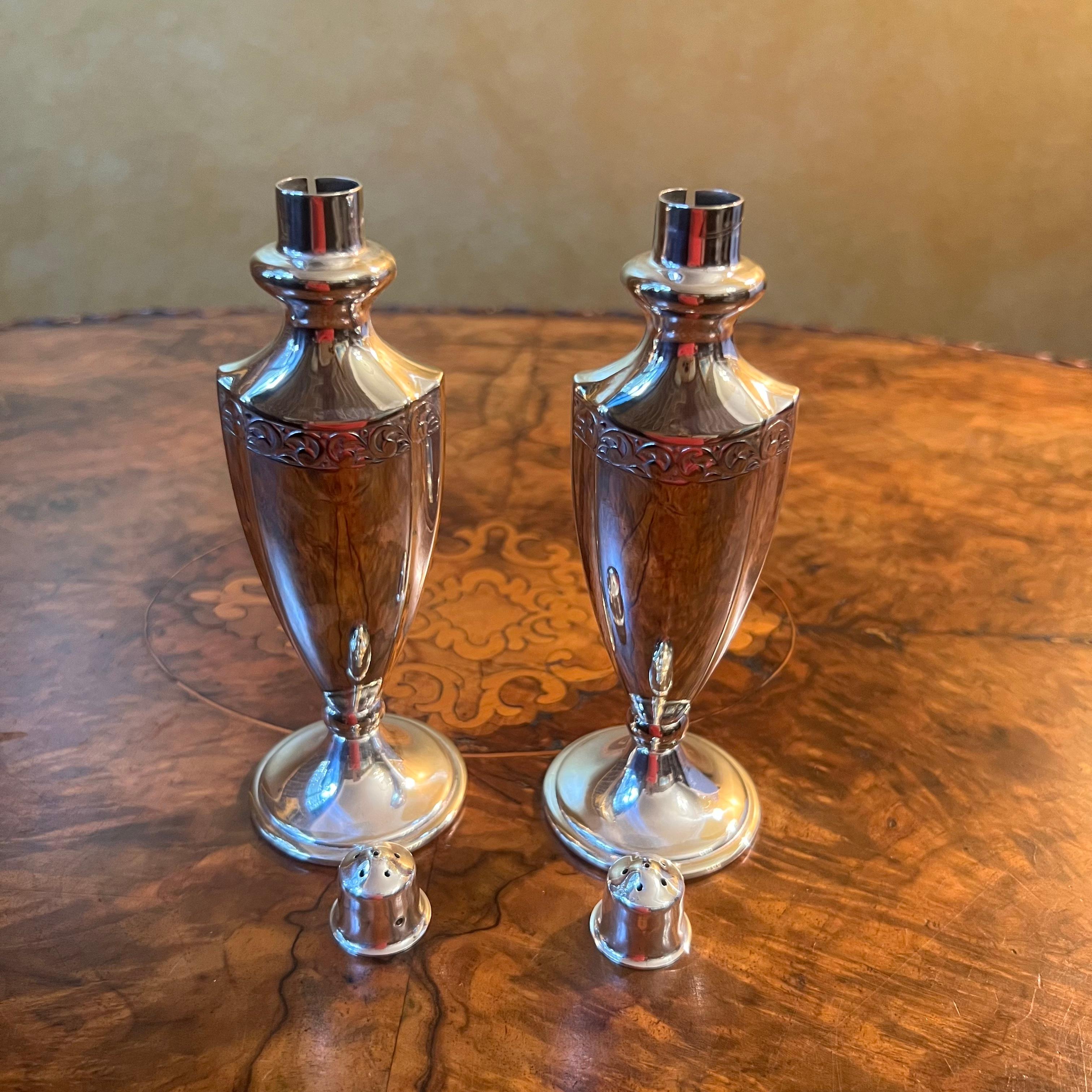 20th Century Vintage Armada Silver Plated Salt & Pepper Shakers For Sale