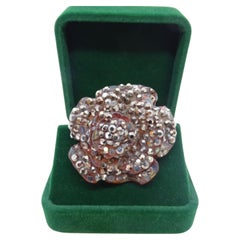 Vintage Armani Collection Brooch, Flower with Crystals, Italy