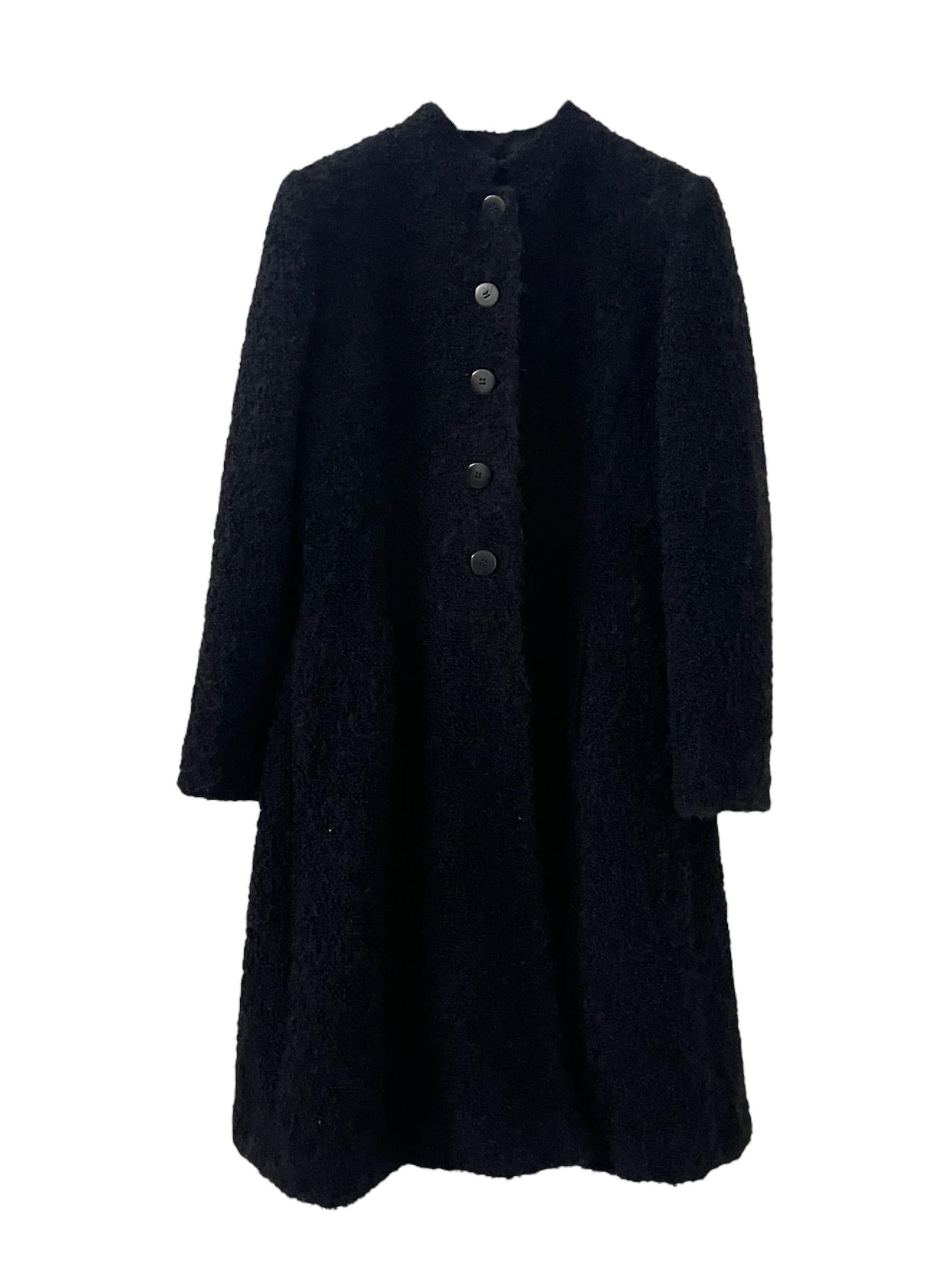 Vintage Armani Collezioni Black Bouclé Alpaca & Mohair Coat im Angebot 6