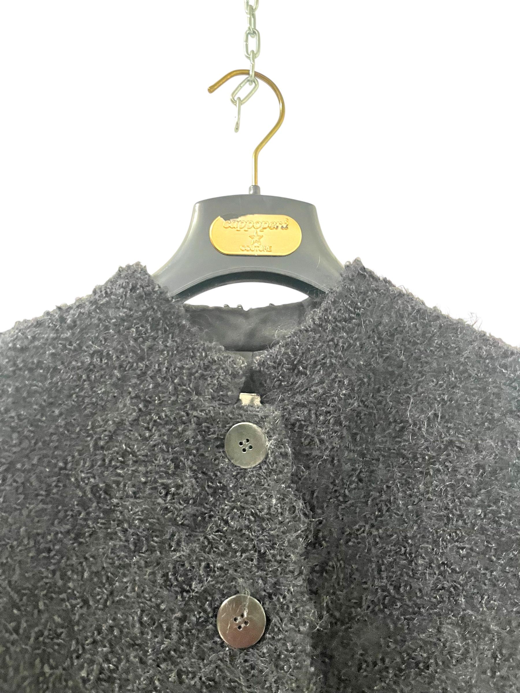 Vintage Armani Collezioni Black Bouclé Alpaca & Mohair Coat im Angebot 3