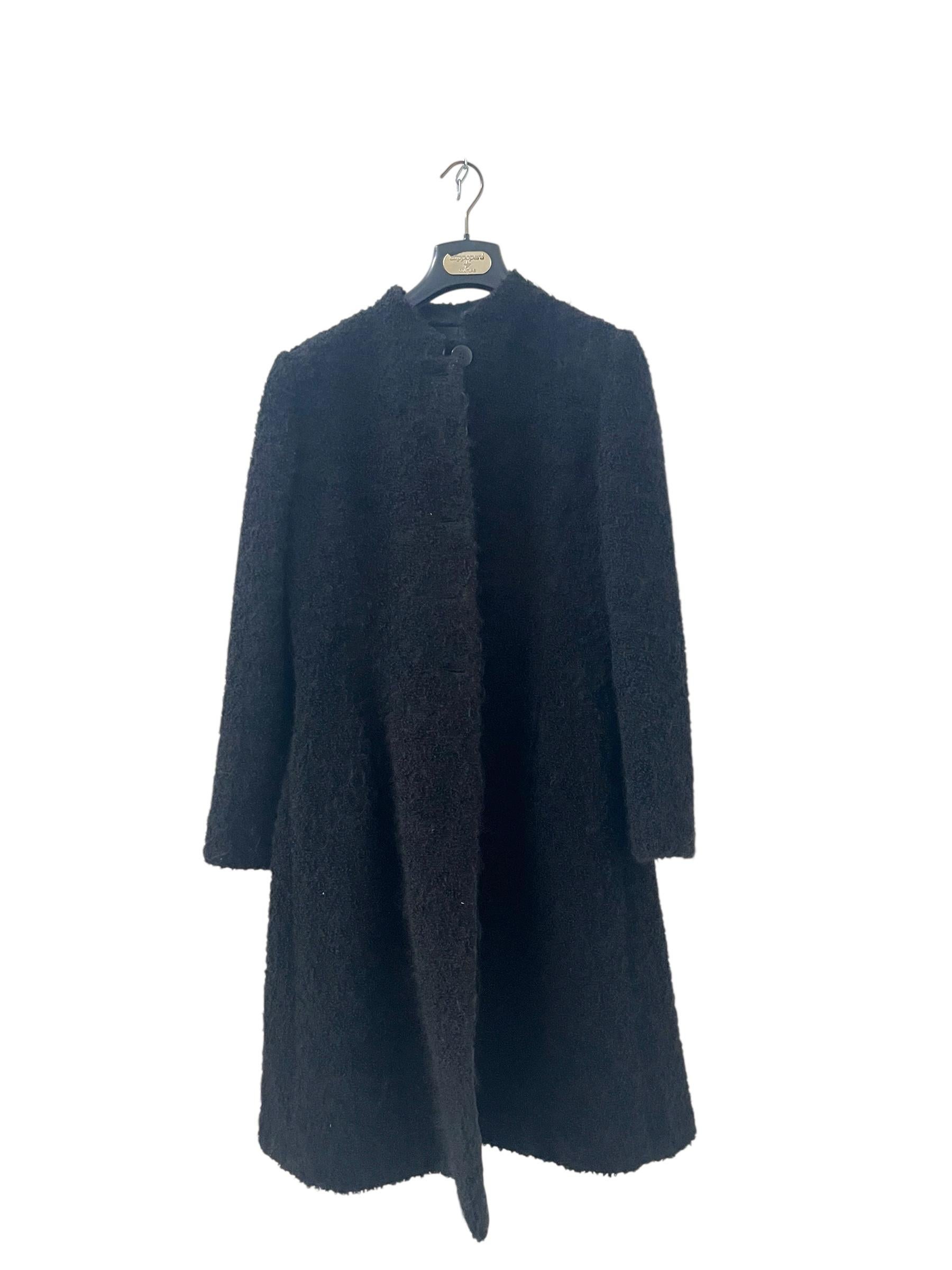 Vintage Armani Collezioni Black Bouclé Alpaca & Mohair Coat im Angebot 4