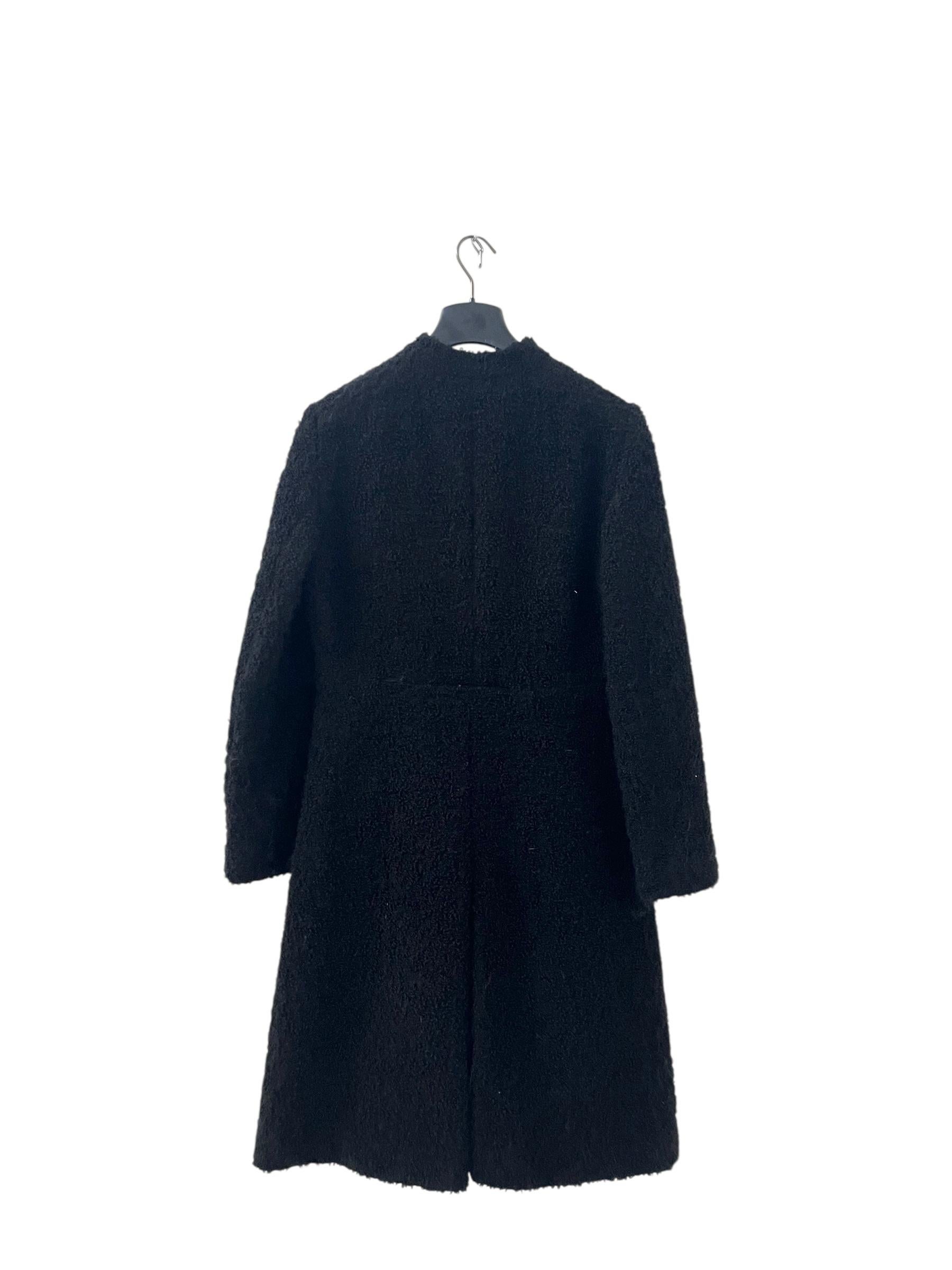 Vintage Armani Collezioni Black Bouclé Alpaca & Mohair Coat im Angebot 5