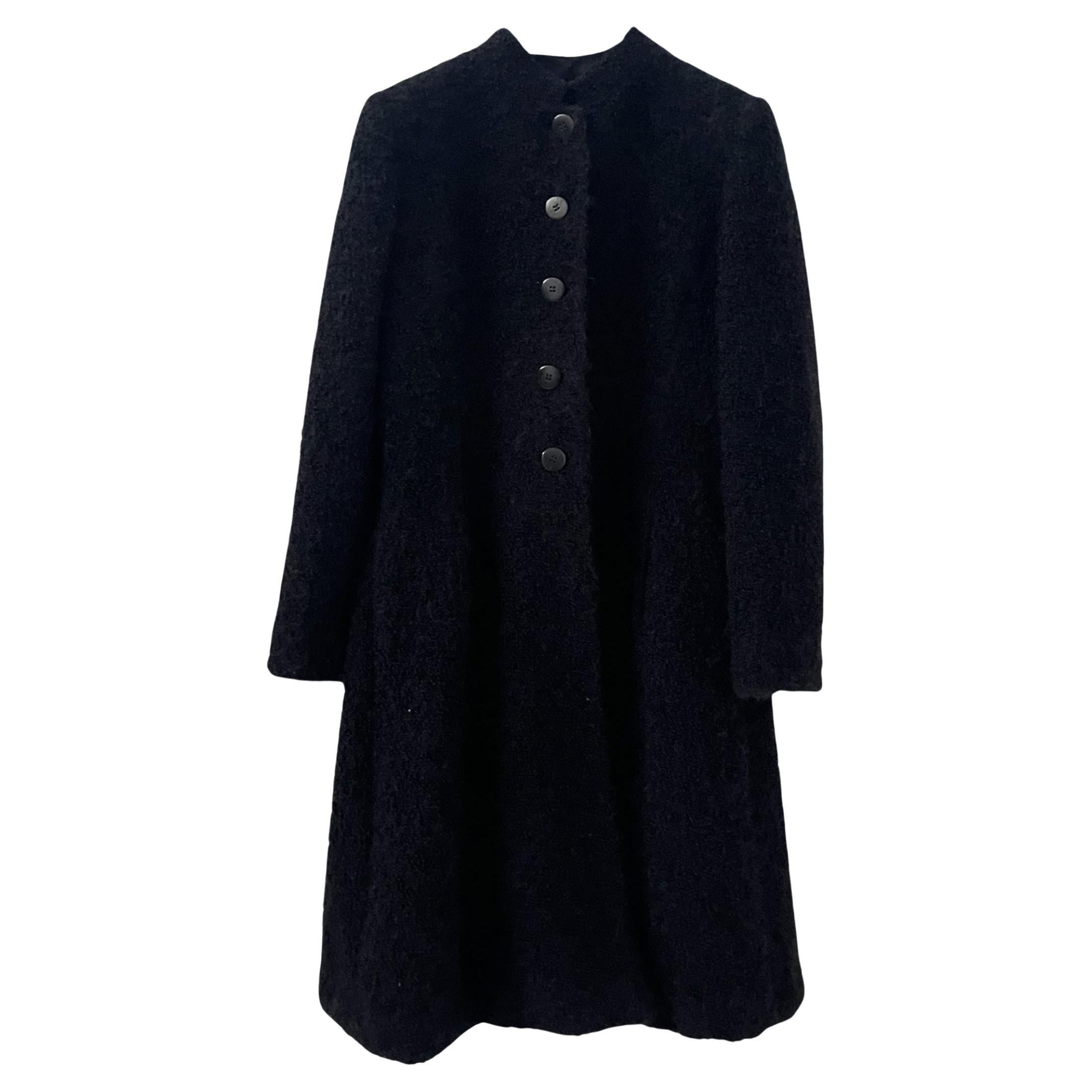 Vintage Armani Collezioni Black Bouclé Alpaca & Mohair Coat