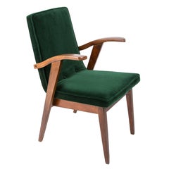 Vintage Armchair, Dark Green Velvet, Mieczyslaw Puchala, Poland, 1960s