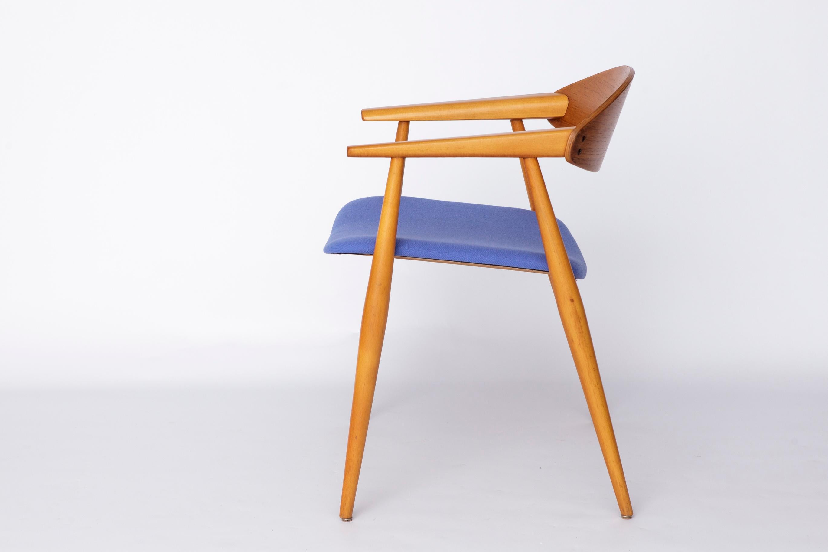 Fauteuil Vintage, 1960s German Design - Beeche & Teak, Blue Upholstery Bon état - En vente à Hannover, DE
