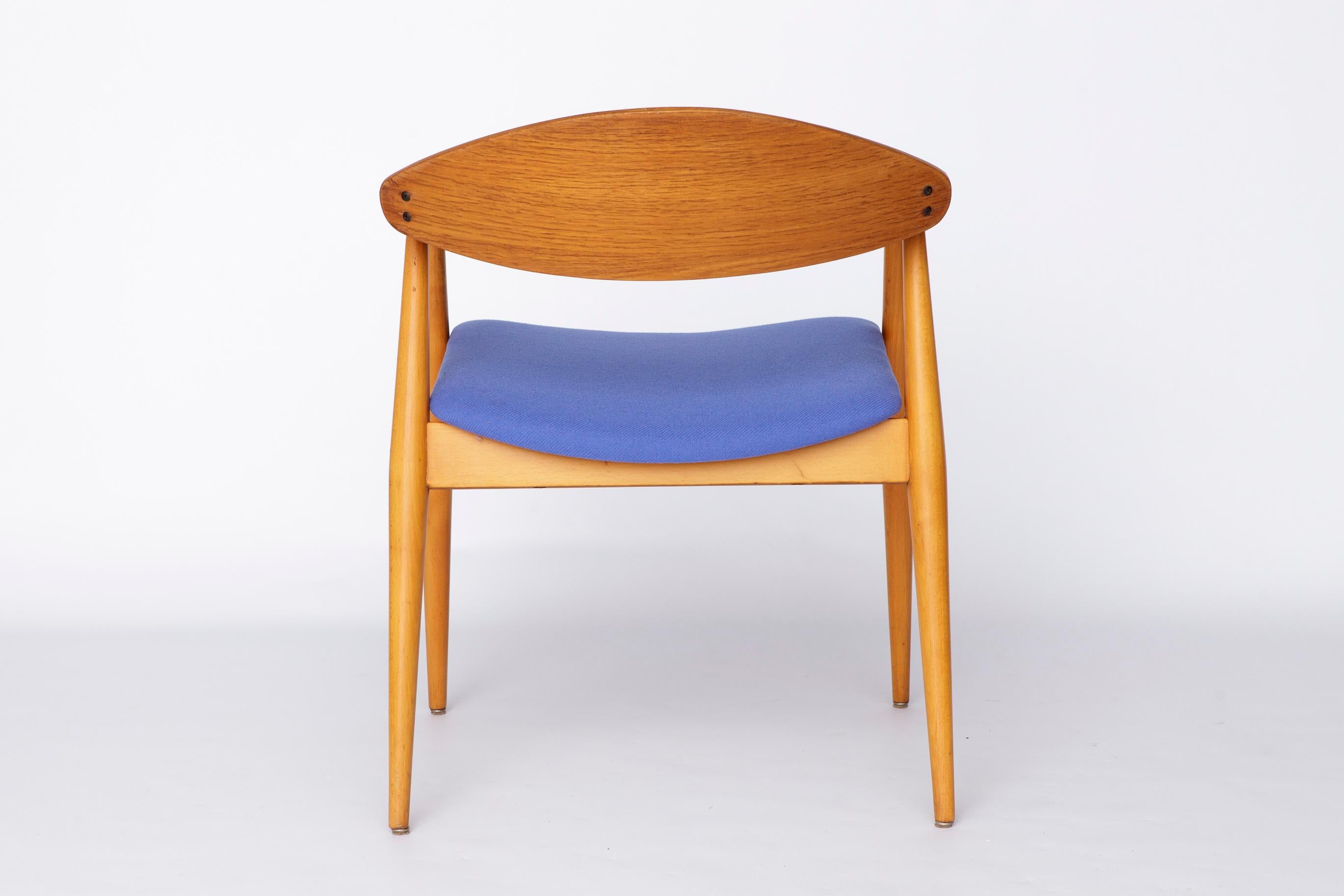 Milieu du XXe siècle Fauteuil Vintage, 1960s German Design - Beeche & Teak, Blue Upholstery en vente