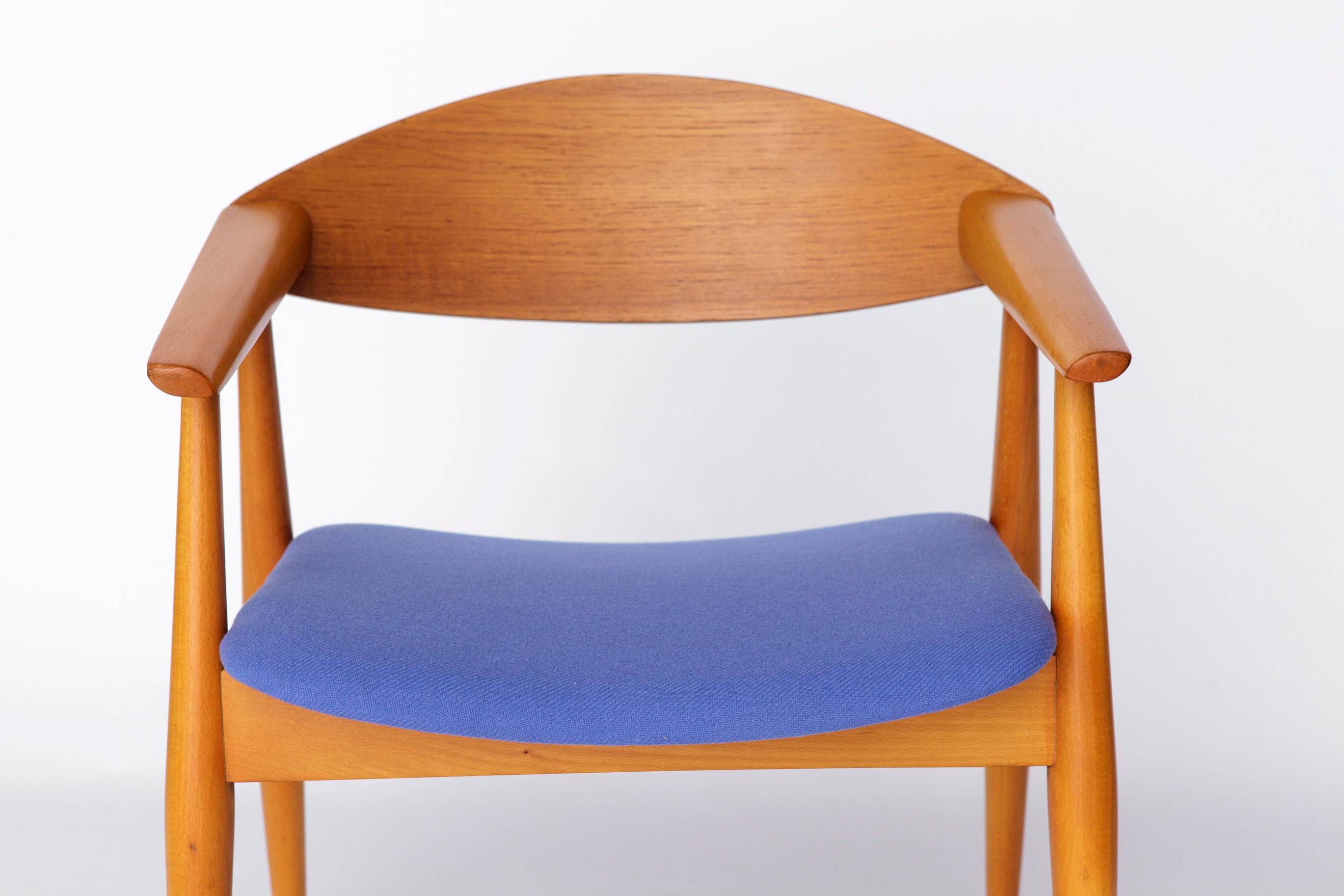 Fauteuil Vintage, 1960s German Design - Beeche & Teak, Blue Upholstery en vente 1