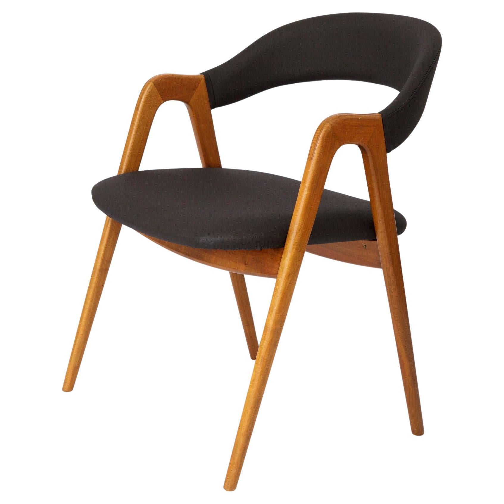 Vintage Armchair 1960s Germany, Manufacturer WK Möbel, Cherry wood