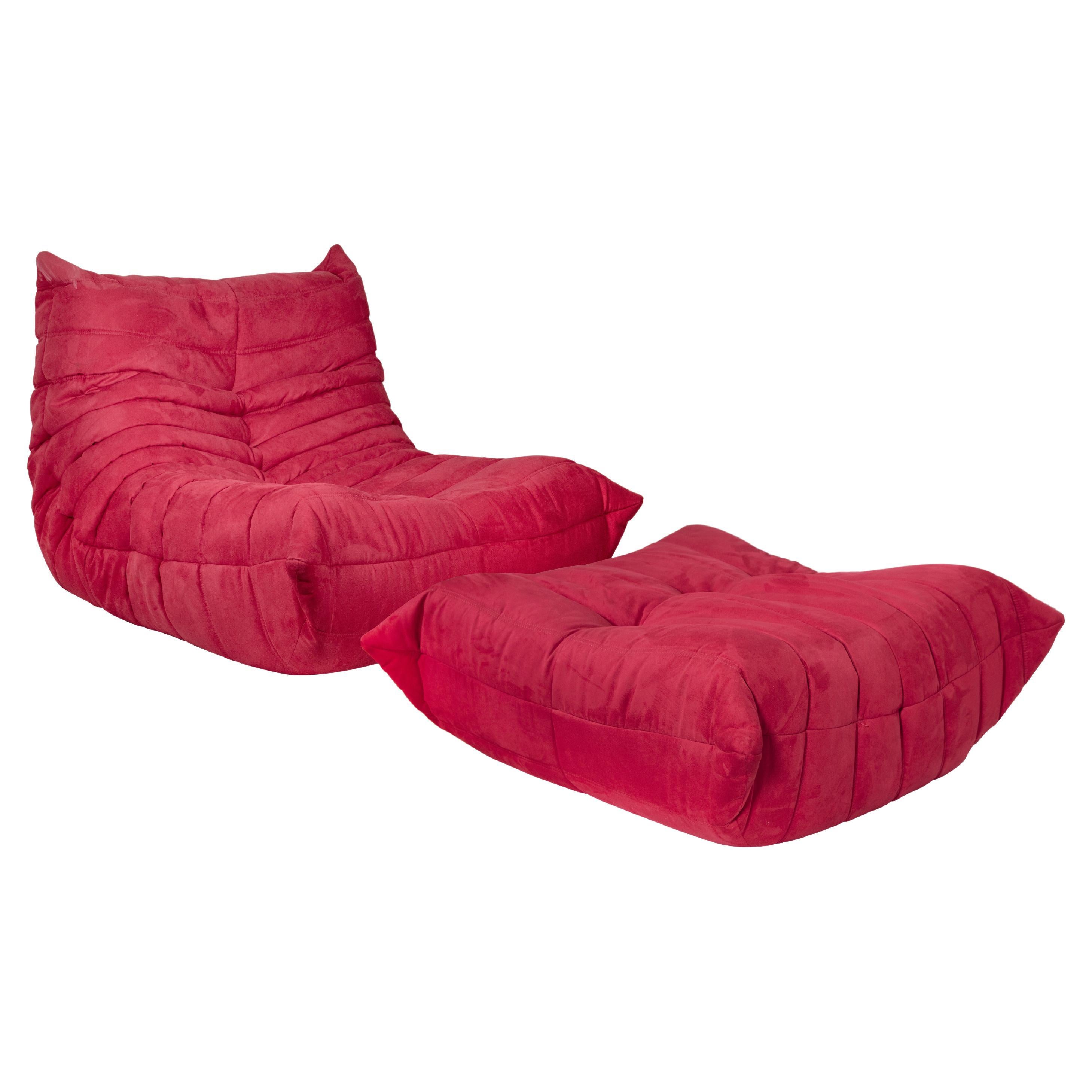 Vintage Armchair and Ottoman "Togo", by Michel Ducaroy, 1990s For Sale