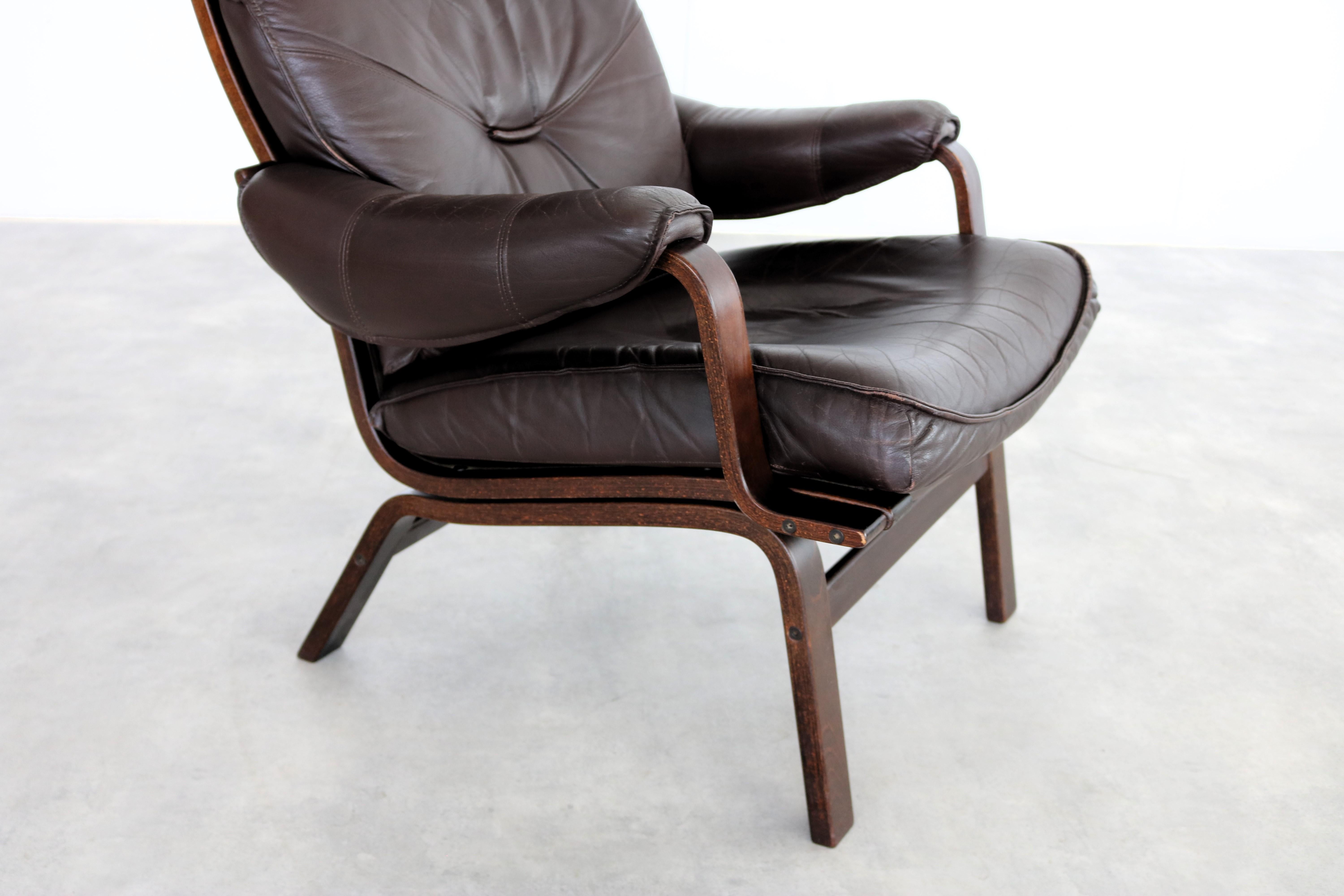 Leather vintage armchair  armchair  lounge chair  Swedish For Sale