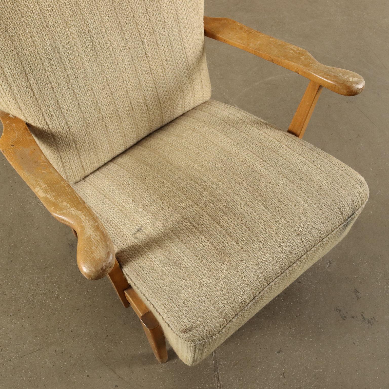 Fabric Vintage Armchair Beech, Italy, 1950s For Sale