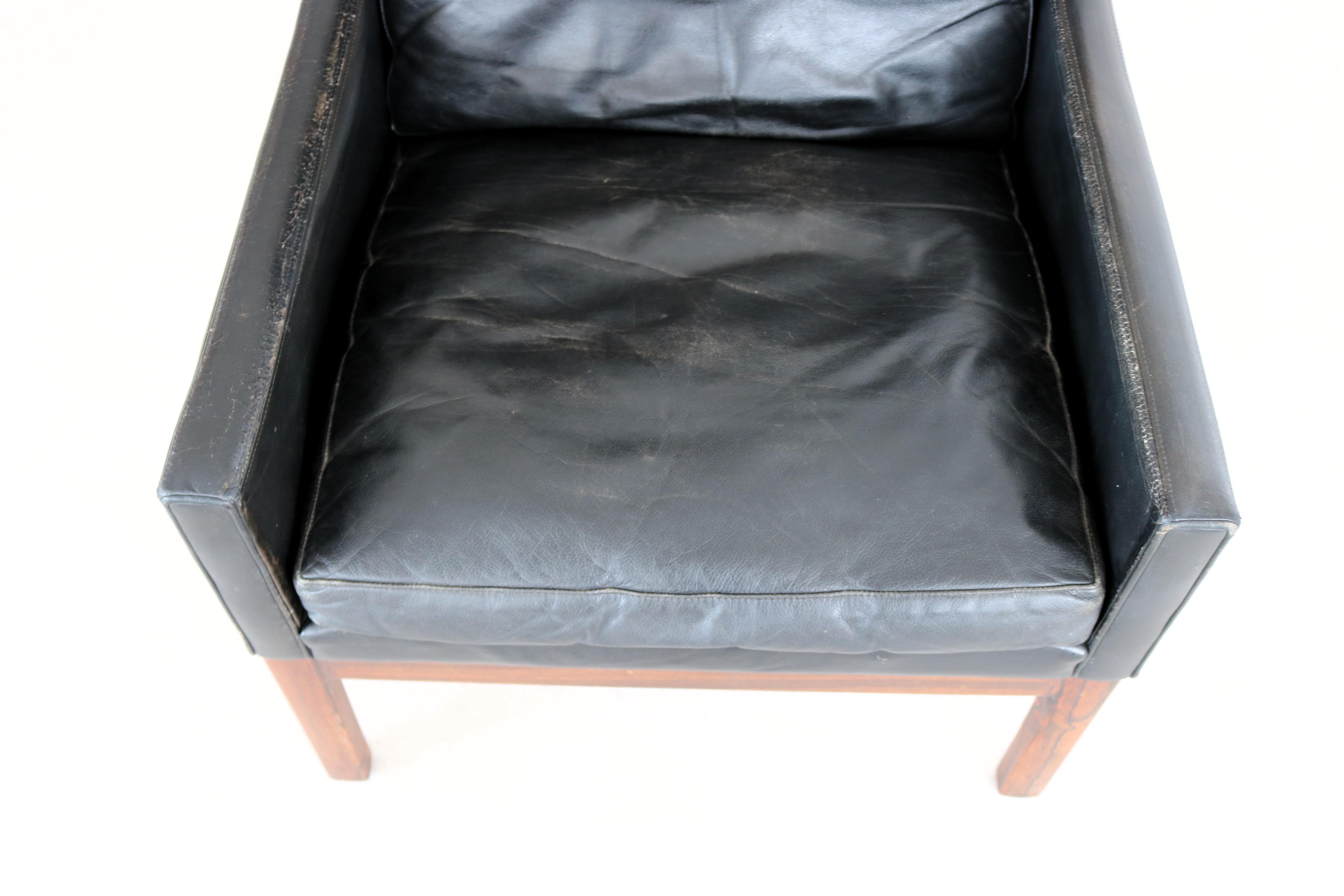 Pelle poltrona vintage  poltrona  1960s  Kai Lyngfeldt in vendita