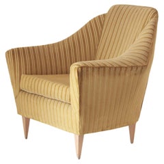 Sillón vintage, terciopelo verde , Italia Años 50