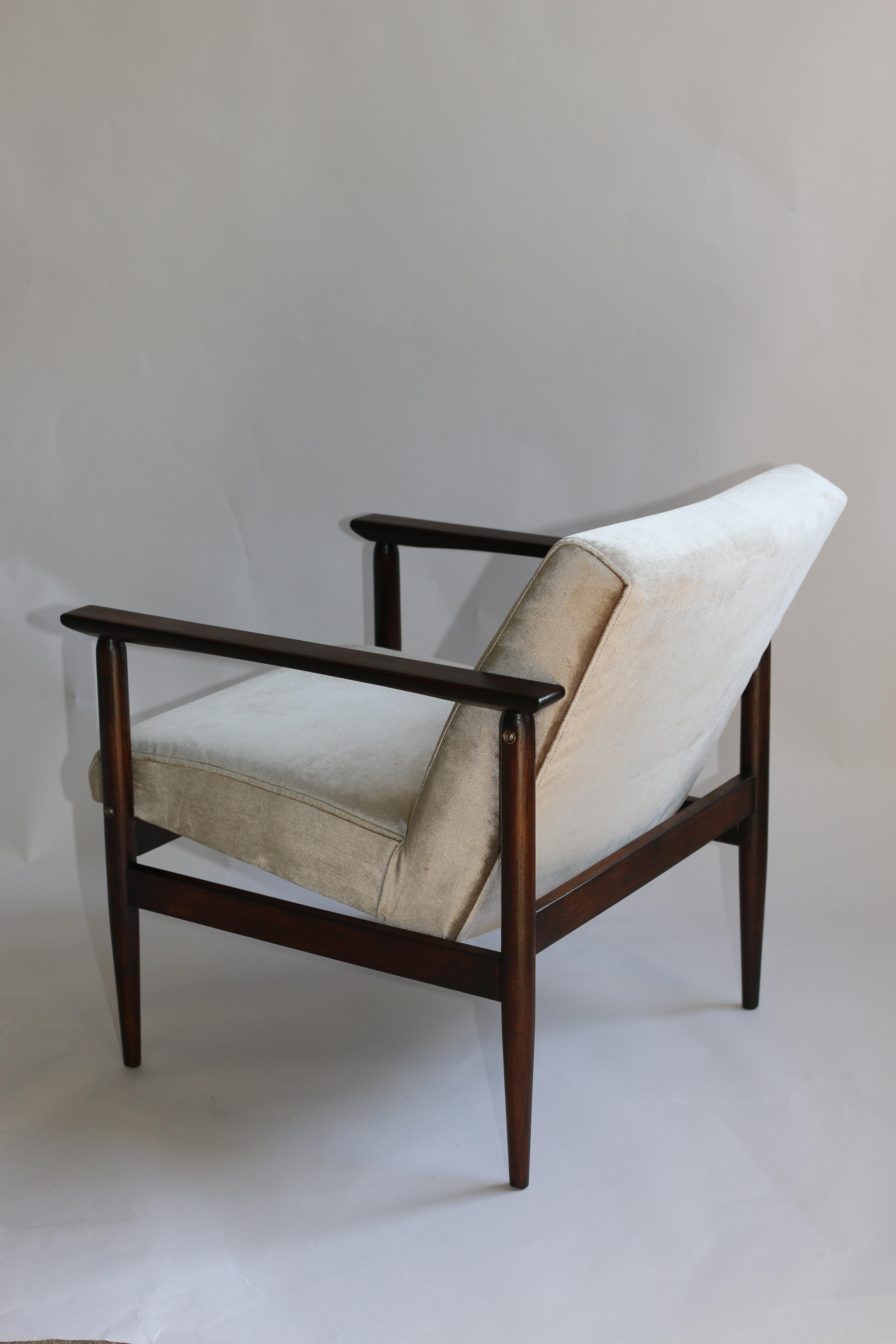 Polish Vintage Armchair in Beige Velvet from 1970s For Sale