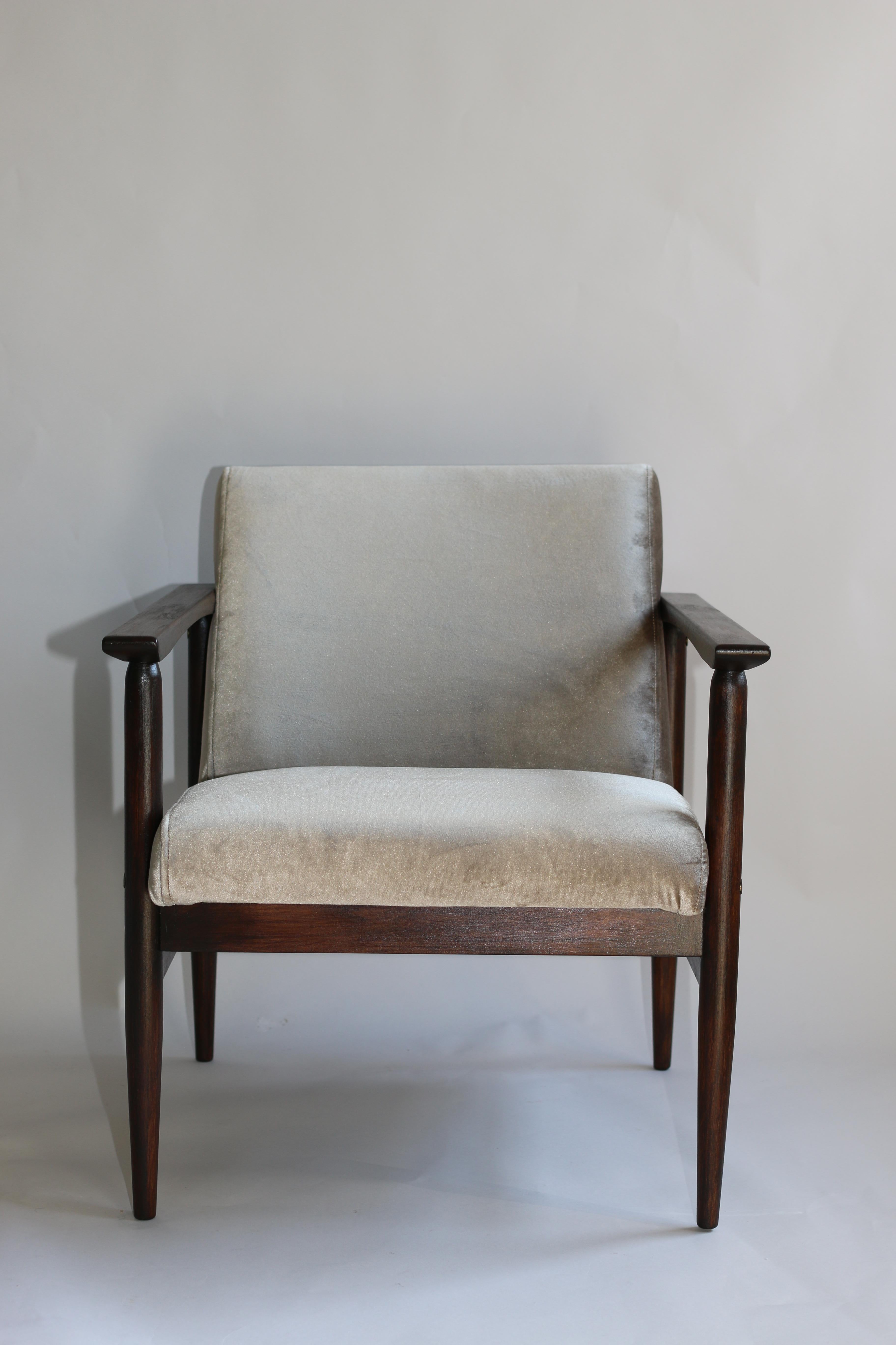 Vintage Armchair in Beige Velvet from 1970s For Sale 2