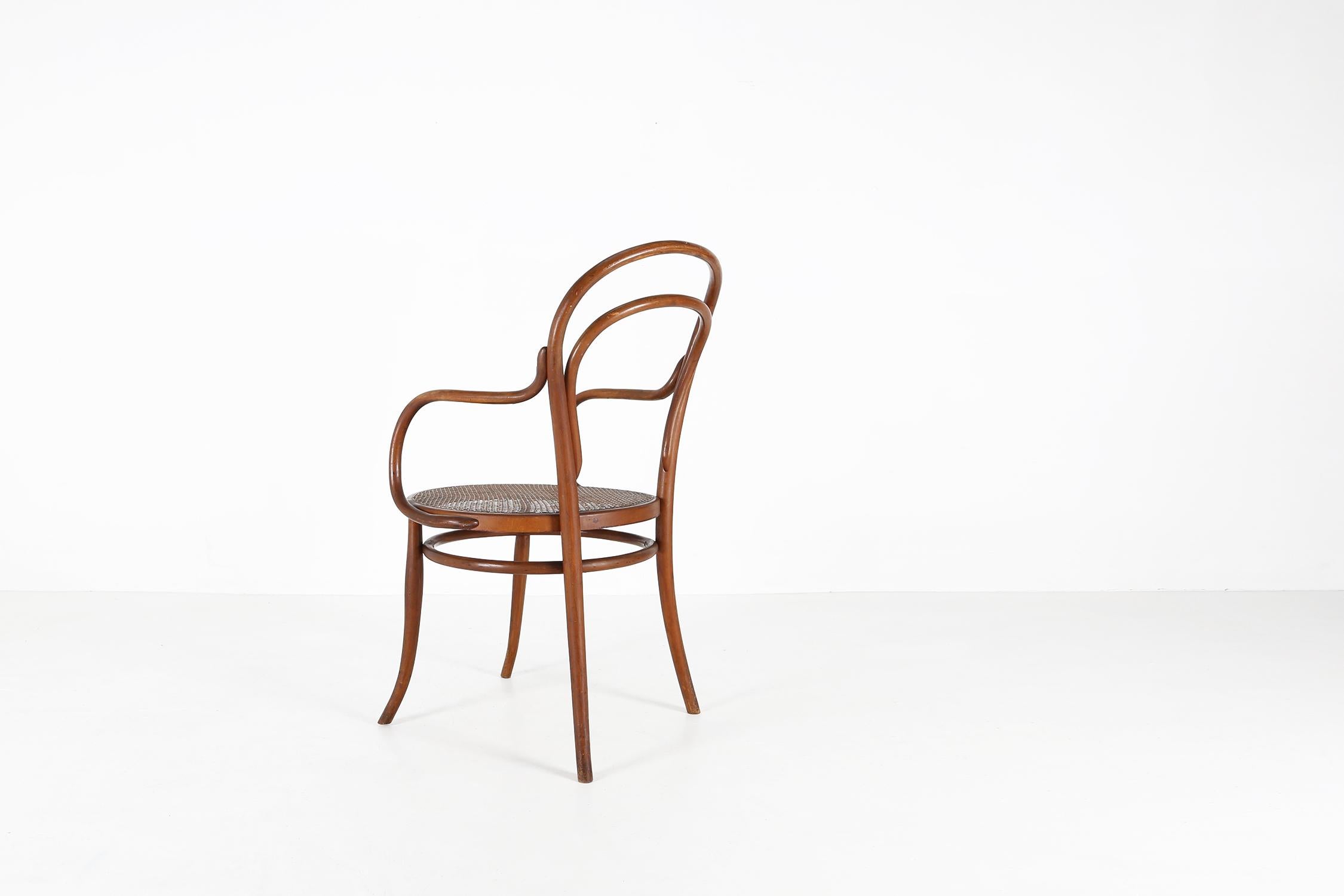 Vintage armchair in bentwood with canework, France ca. 1950 In Good Condition For Sale In Meulebeke, BE