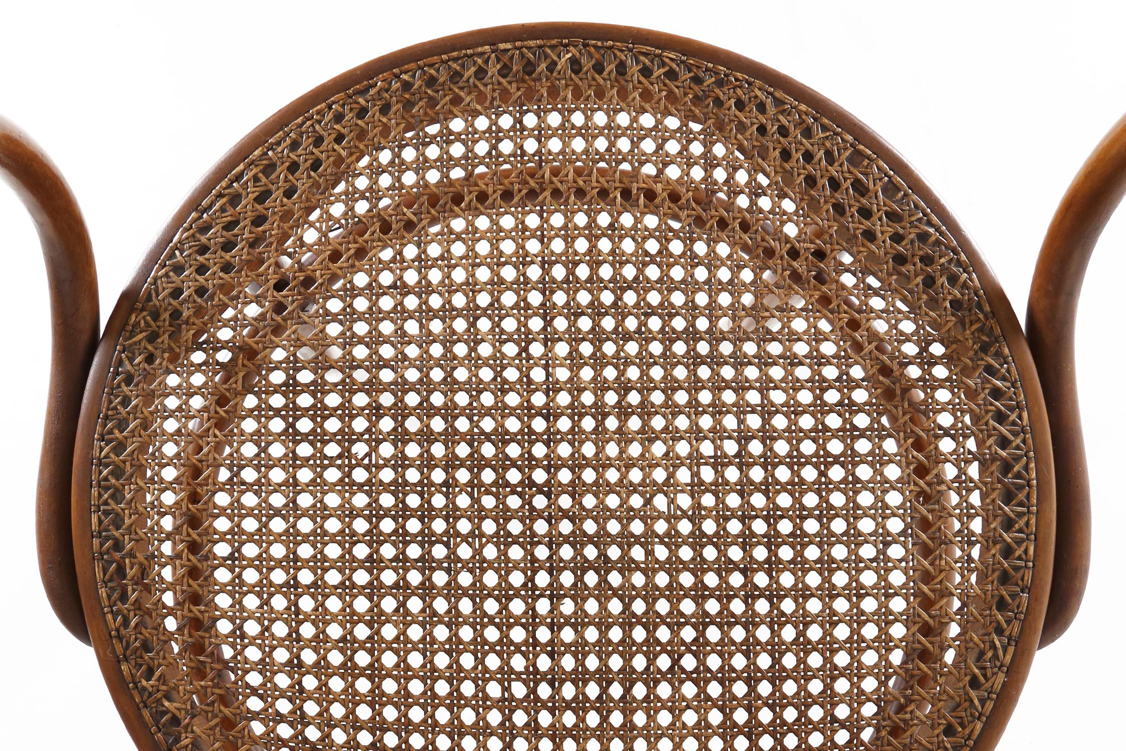 Mid-20th Century Vintage armchair in bentwood with canework, France ca. 1950 For Sale