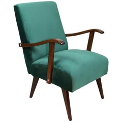 Vintage Armchair in Green Velvet from 1970s